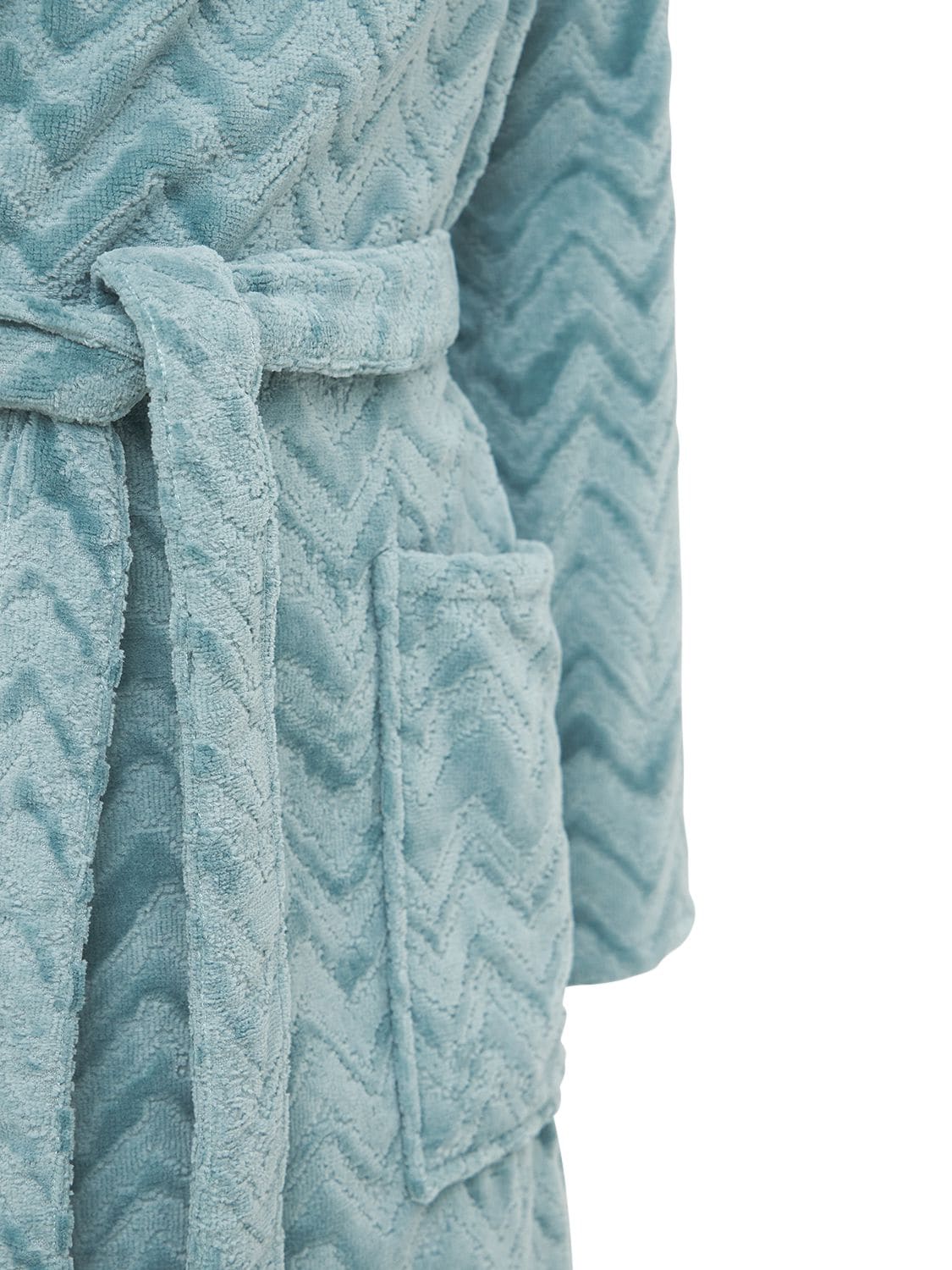 Shop Missoni Home Collection Rex Hooded Cotton Bathrobe In Blue