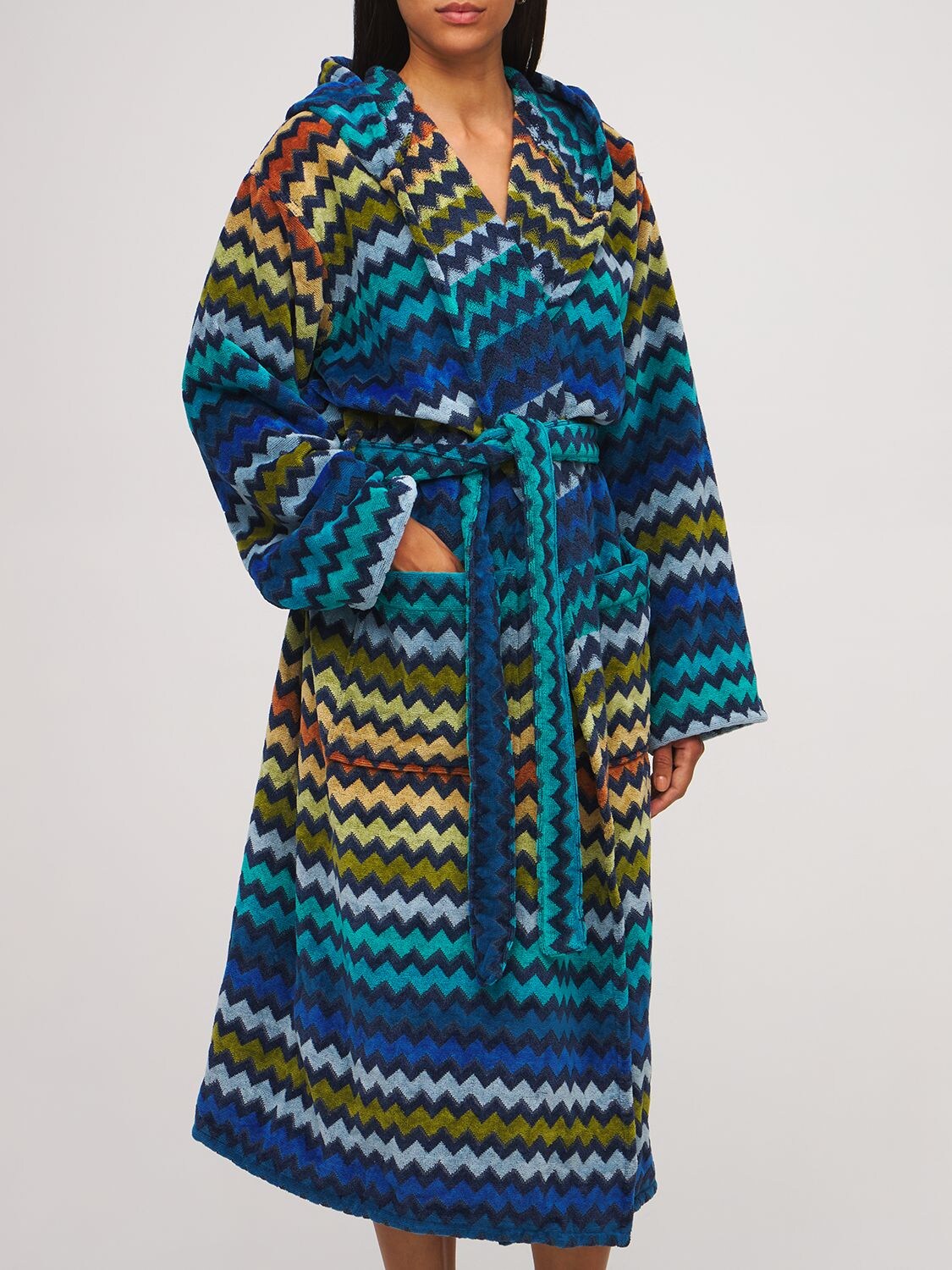 Shop Missoni Home Collection Warner Bathrobe In Blue,green