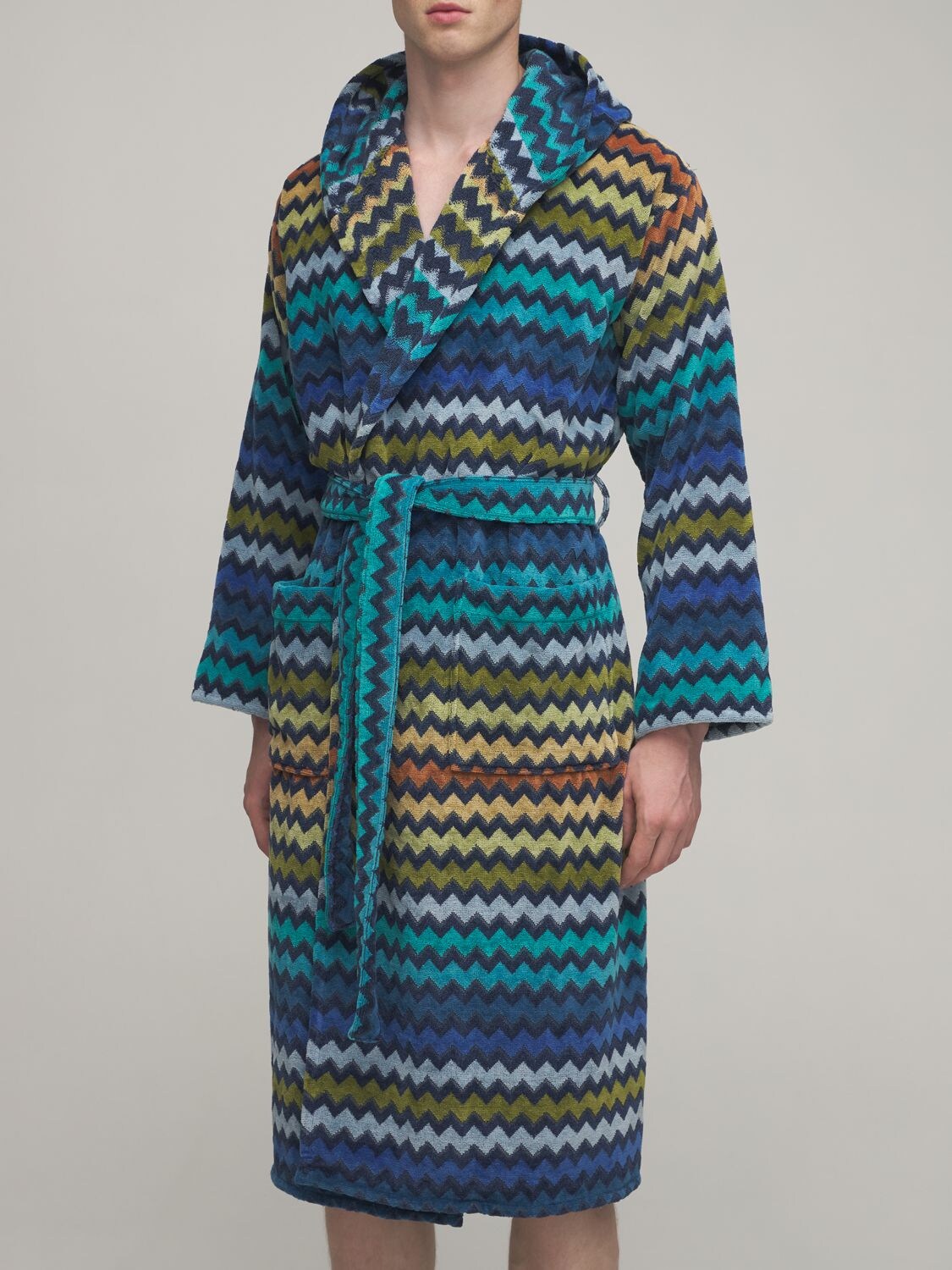 Shop Missoni Home Collection Warner Bathrobe In Blue,green