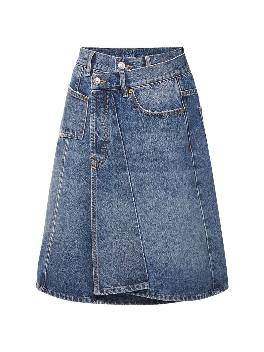 Toby Asymmetric Cotton Denim Midi Skirt