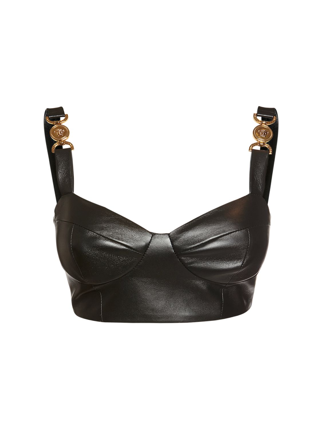 cropped leather bustier