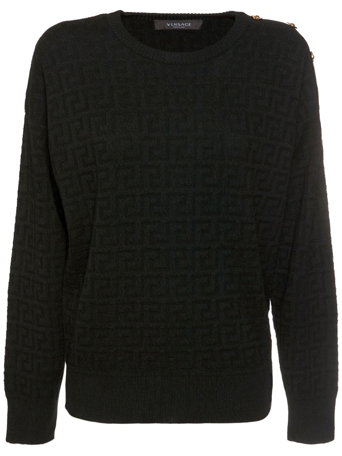 Versace Greek Series Wool Sweater In Black | ModeSens