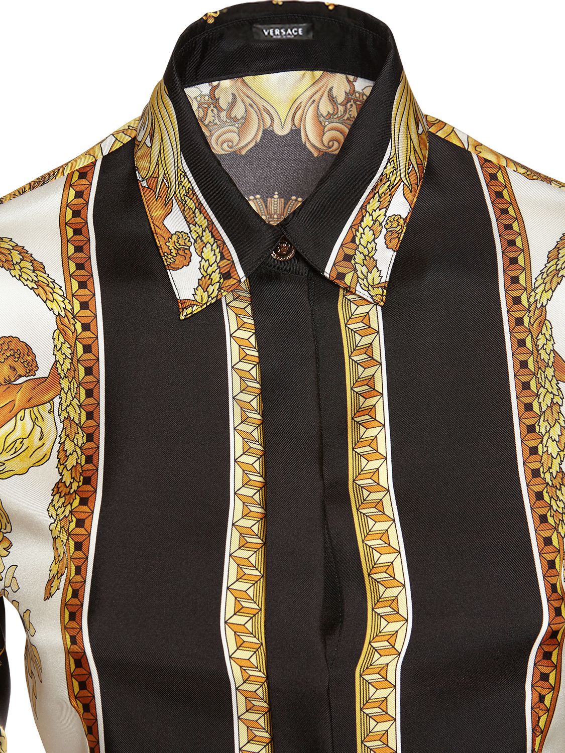 Versace Black And Gold Medusa Renaissance Silk Shirt In 5b070 Black Gold
