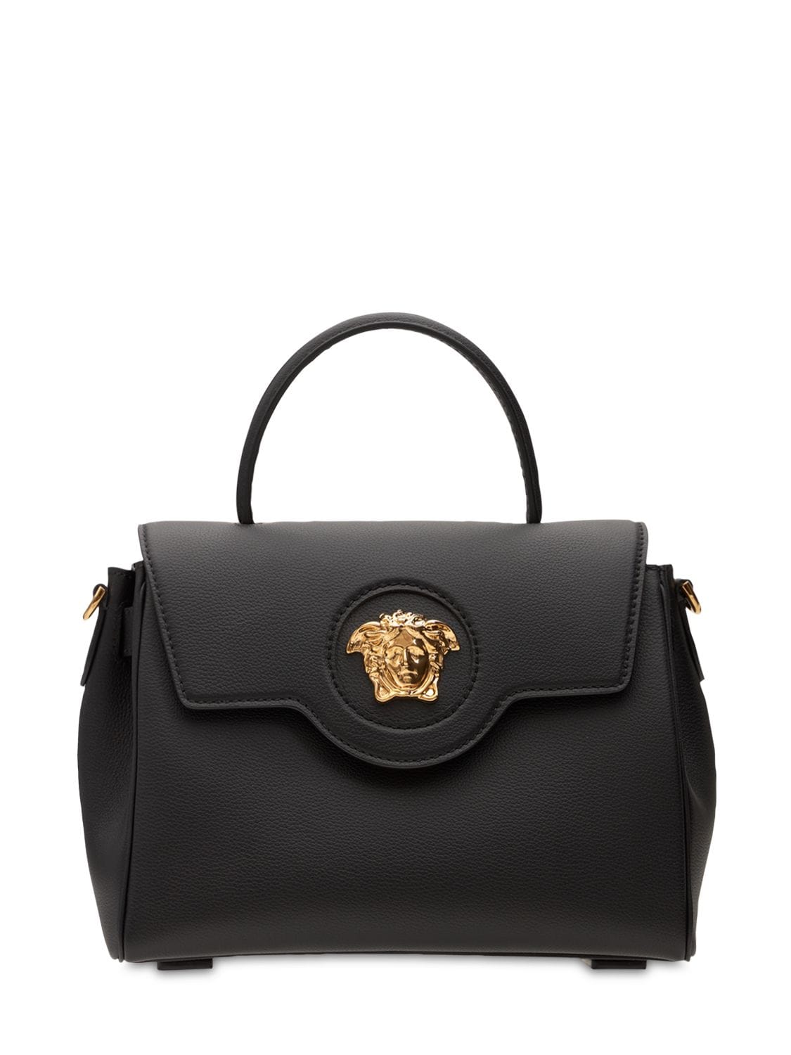 Versace Medusa Leather Top Handle Bag In Black