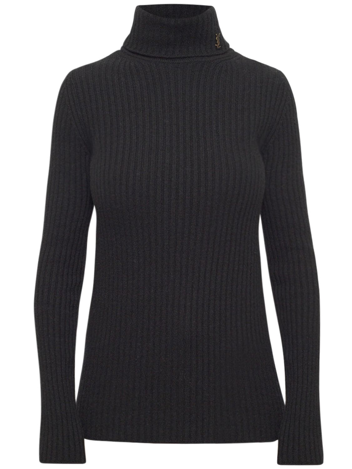 Saint Laurent Maille Wool & Cashmere Knit Sweater In Noir