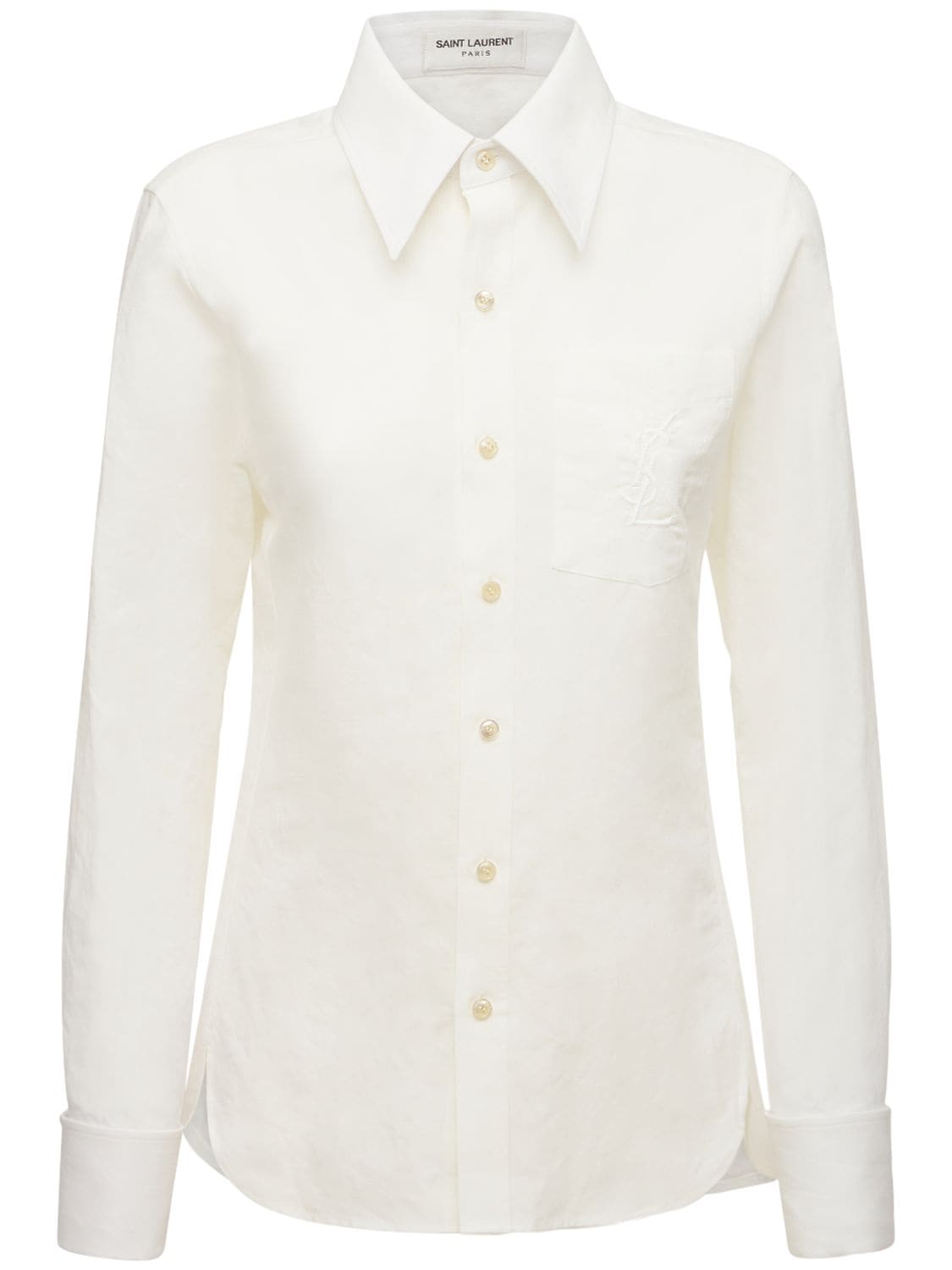 Saint Laurent Classic Cotton & Linen Shirt In Craie