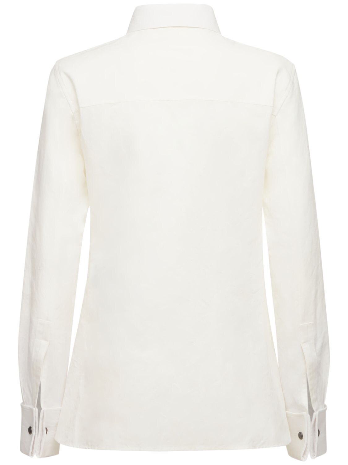 Shop Saint Laurent Classic Cotton & Linen Shirt In Craie