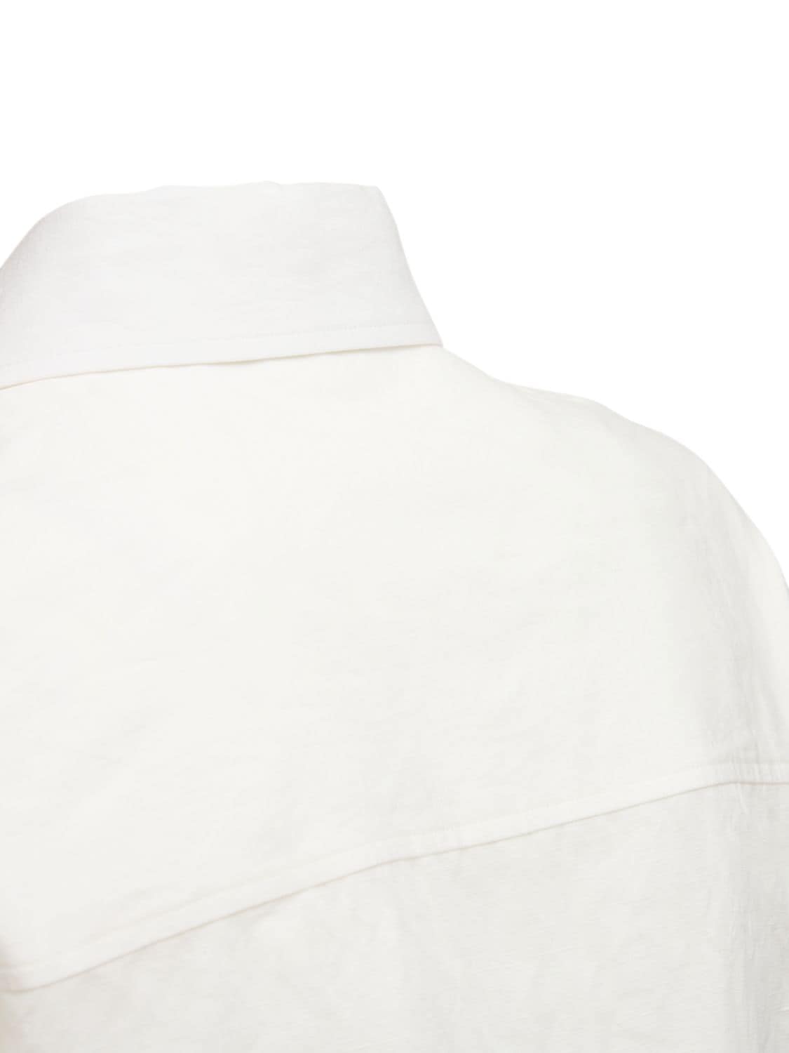 Shop Saint Laurent Classic Cotton & Linen Shirt In Craie