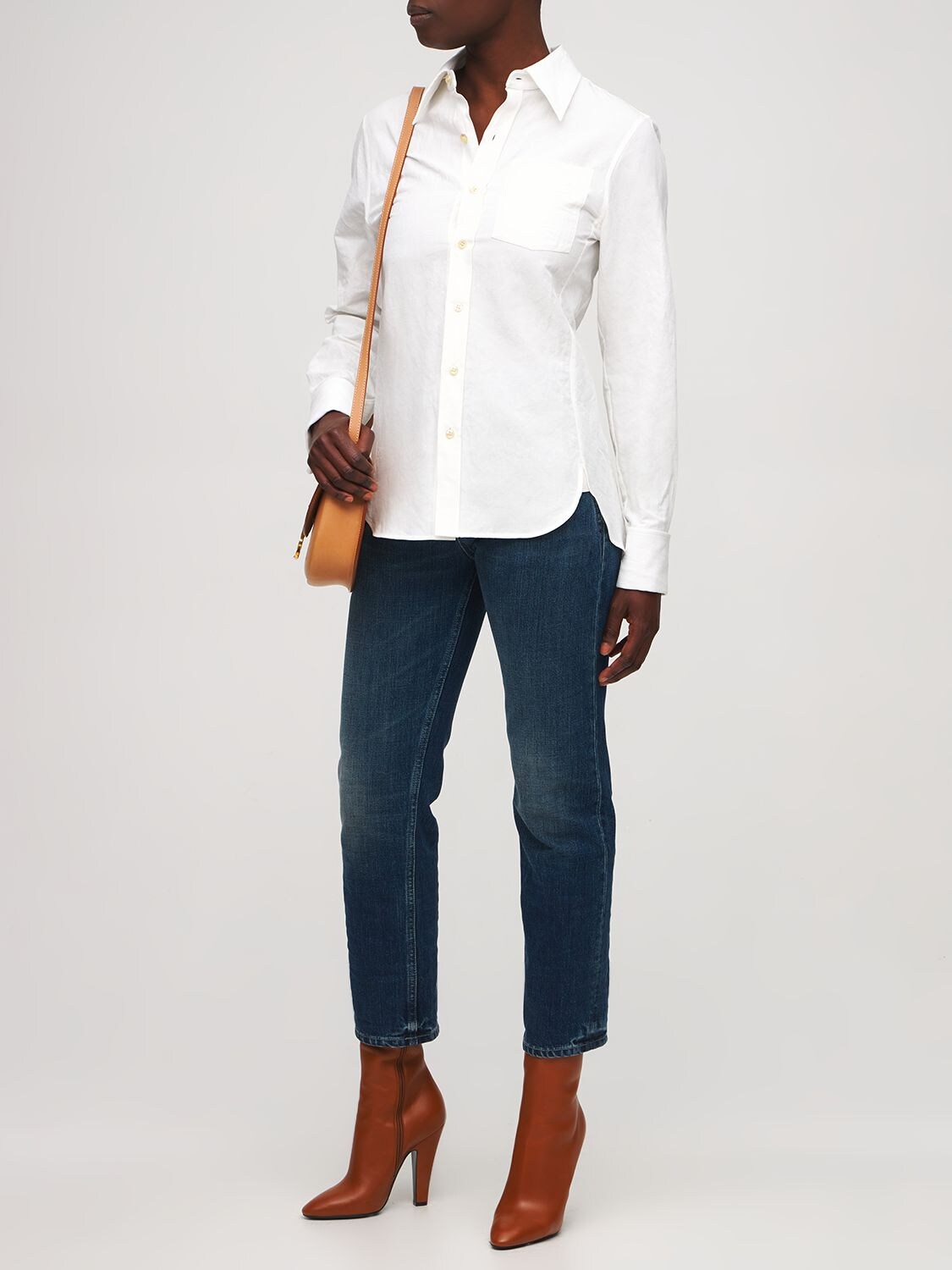 Shop Saint Laurent Classic Cotton & Linen Shirt In Craie