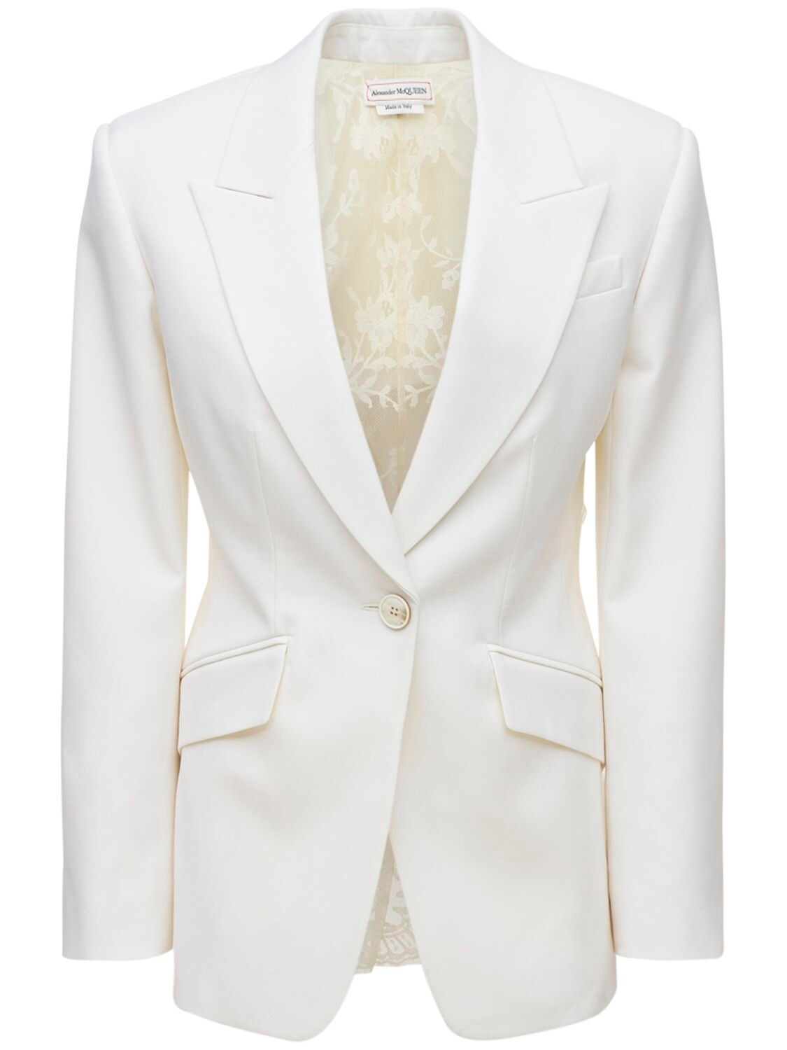 Alexander McQueen - Wool & lace classic blazer - Bone | Luisaviaroma