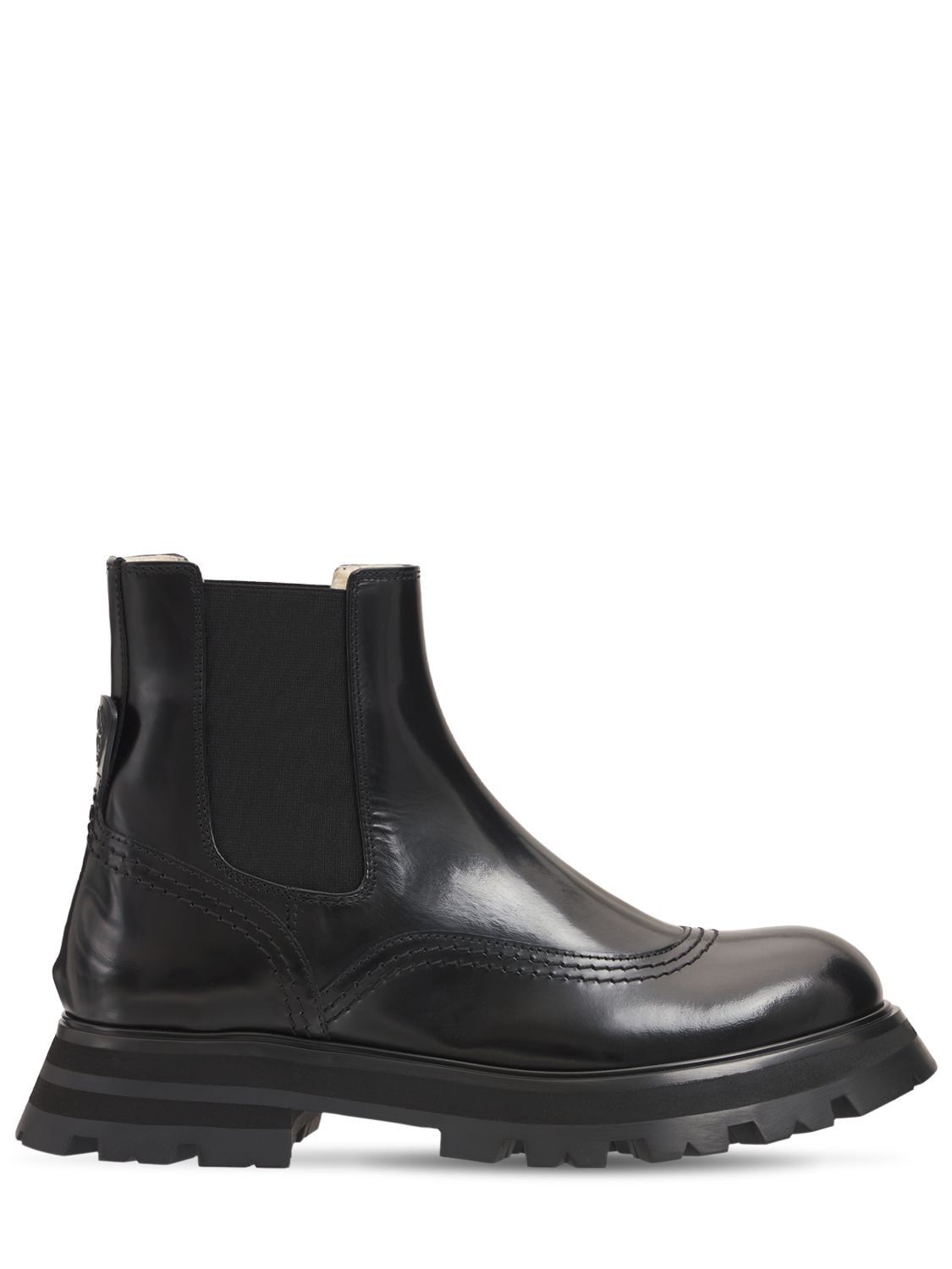 Alexander Mcqueen 45mm Brushed Leather Combat Boots In Black | ModeSens