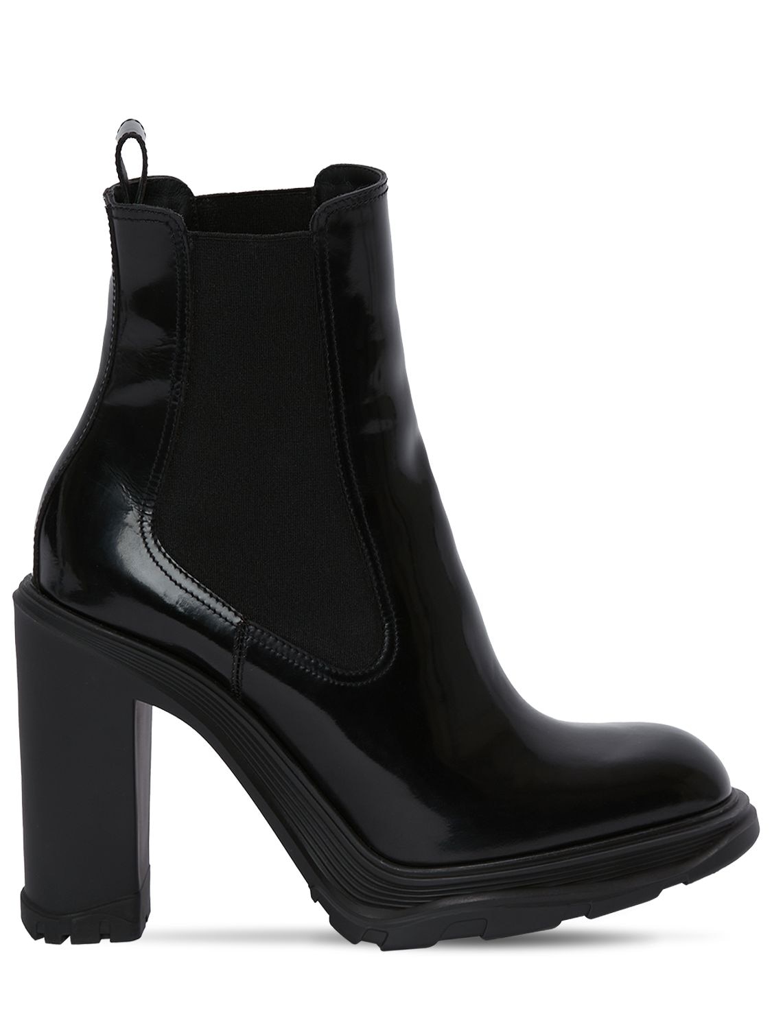 Shop Alexander Mcqueen 120mm Brushed Leather Ankle Boots In 黑色