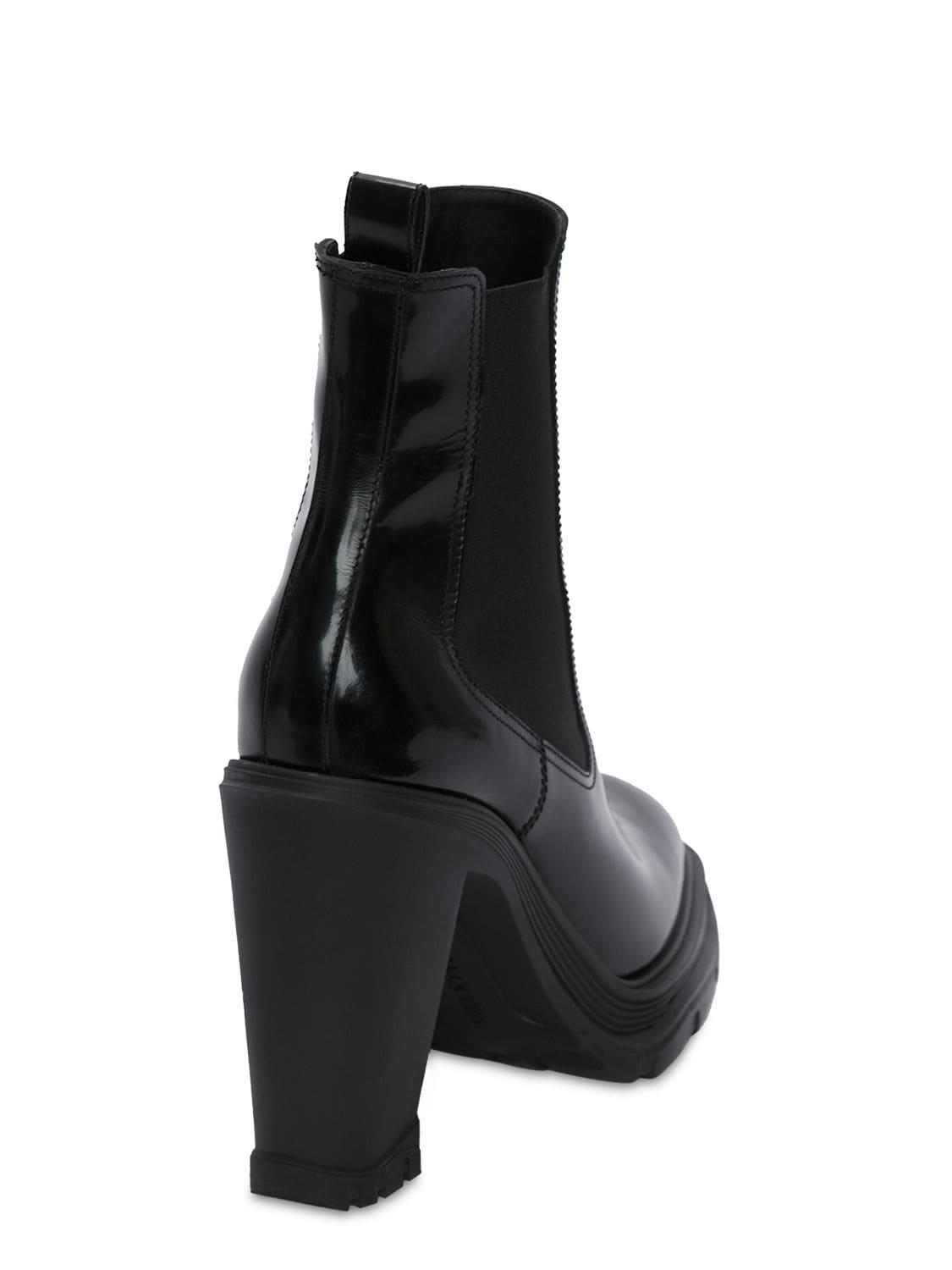 Shop Alexander Mcqueen 120mm Brushed Leather Ankle Boots In 黑色