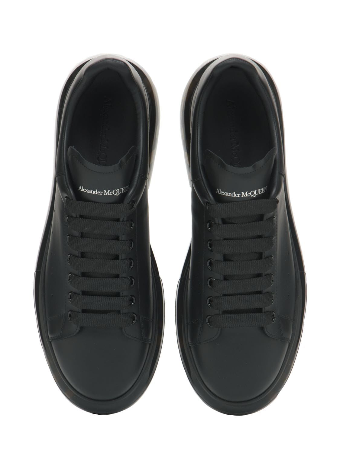 Shop Alexander Mcqueen 45mm Oversized Leather Sneakers In Black