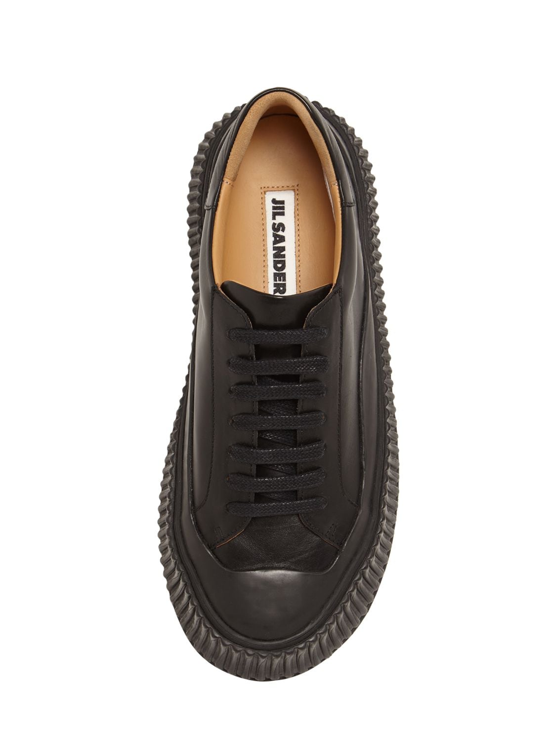 Shop Jil Sander 40mm Vulcanized Leather Sneakers In Black