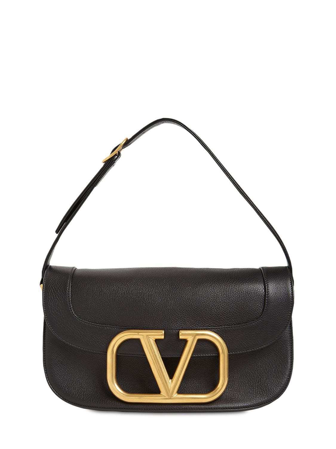 Valentino Garavani Large Supervee Leather Shoulder Bag In Black