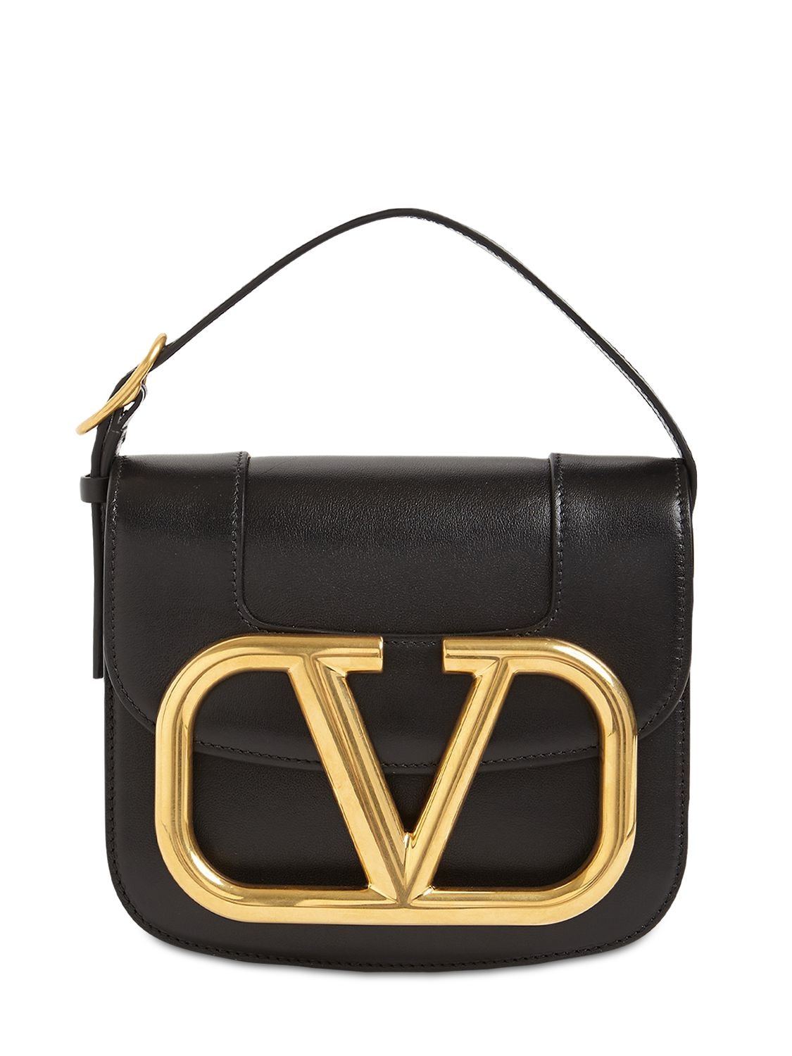 Valentino Garavani Supervee Small Leather Top Handle Bag In Black