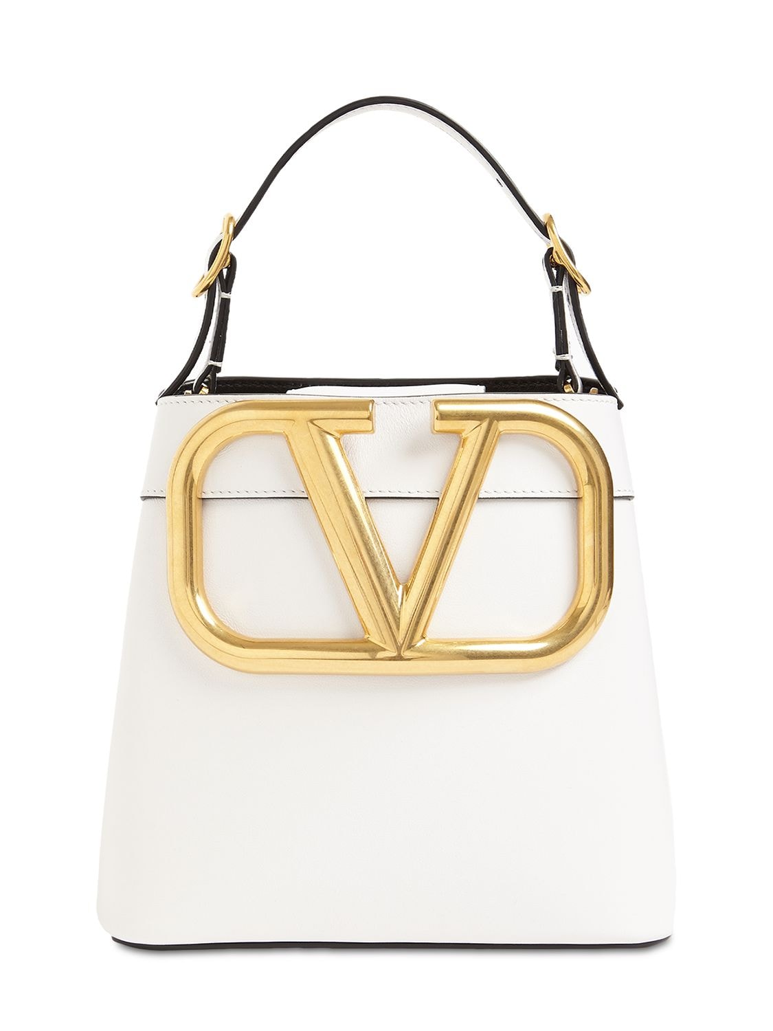 Valentino Garavani Supervee Leather Top Handle Bag In Bianco Ottico