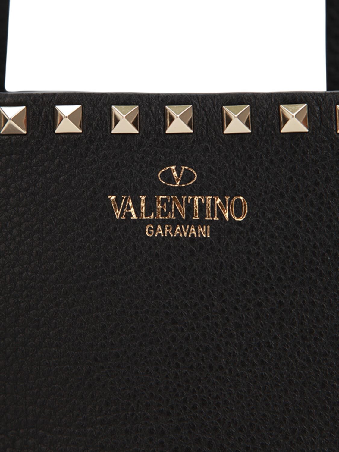 Shop Valentino Large Rockstud Leather Tote In Black