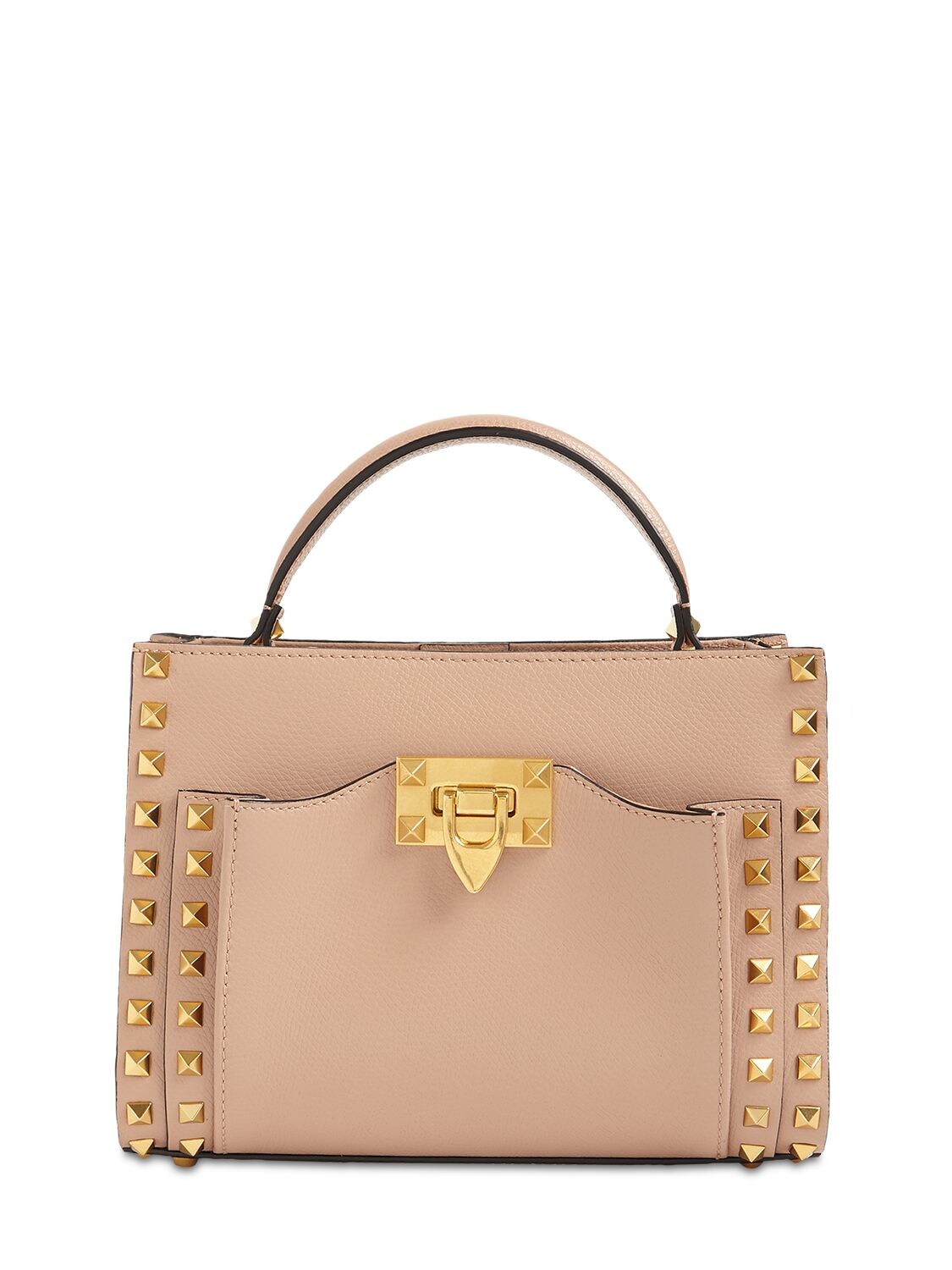 Valentino Garavani Rose Cannelle Rockstud Alcove Small Leather Top-handle  Bag In Pink