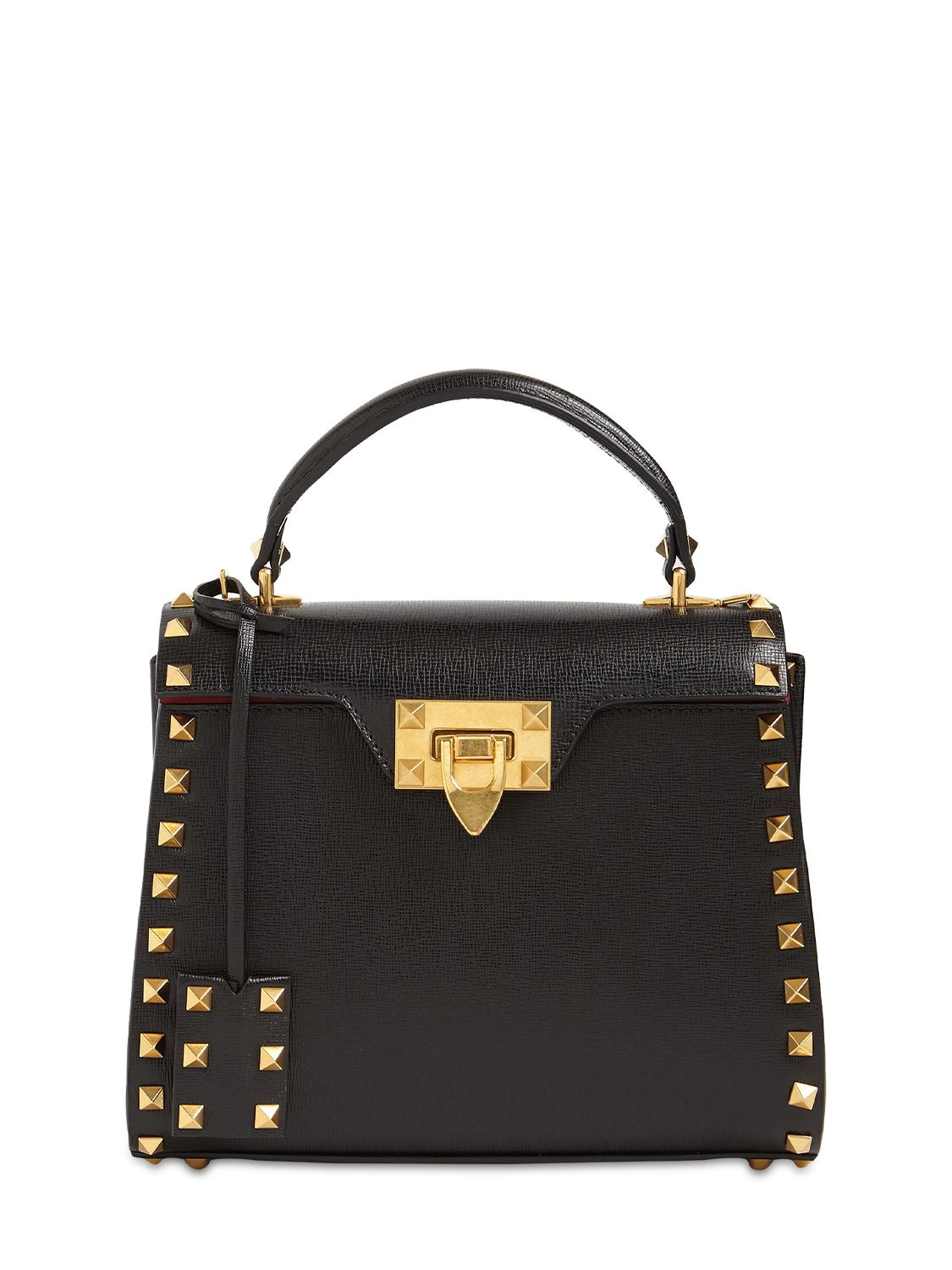 Valentino Garavani Small Alcove Rockstud Leather Top Handle Bag In