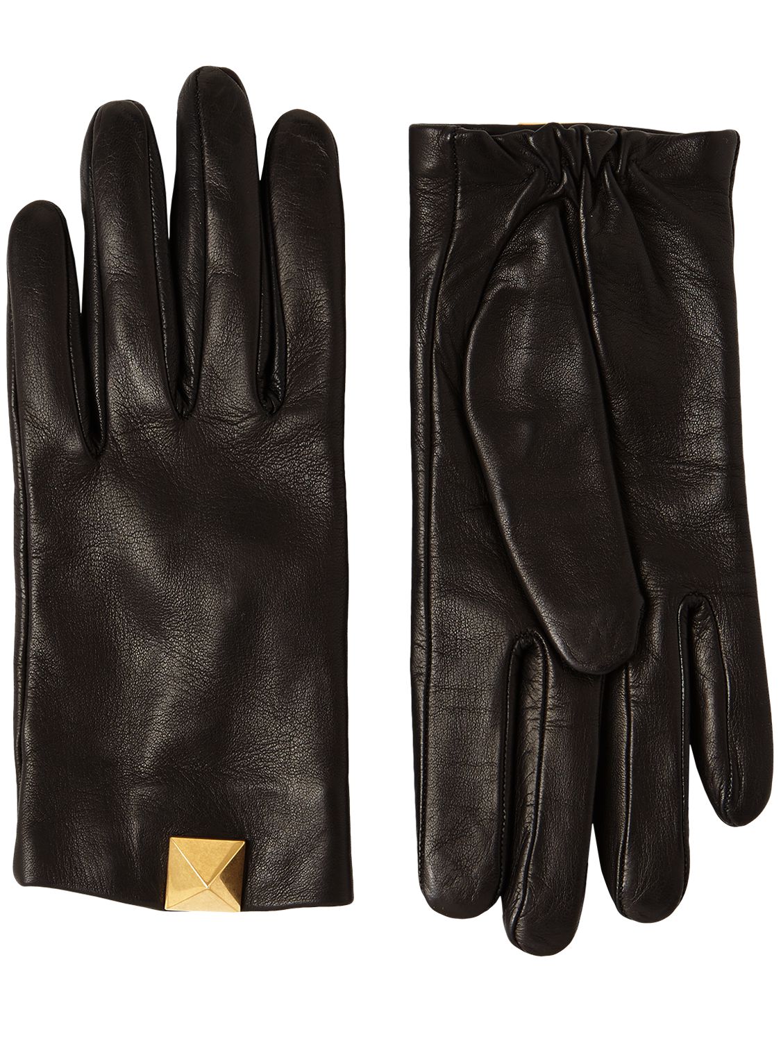 Valentino Garavani Macrostud Leather Gloves In Black