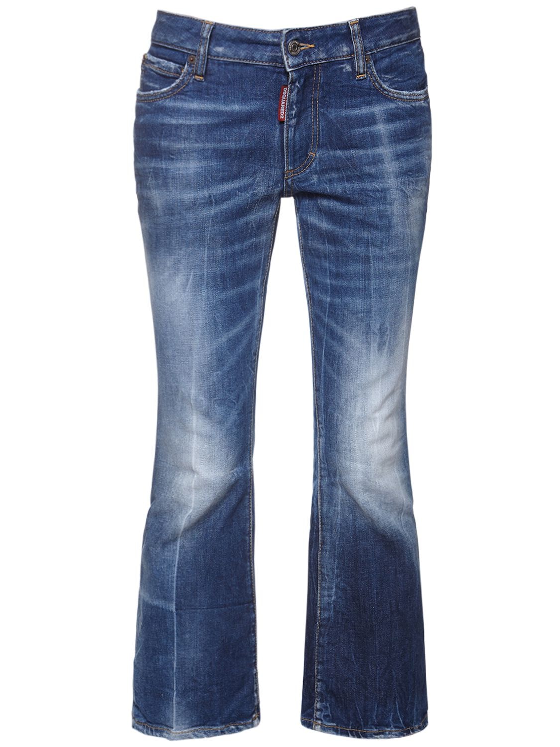 Jeans Cropped In Denim Di Cotone