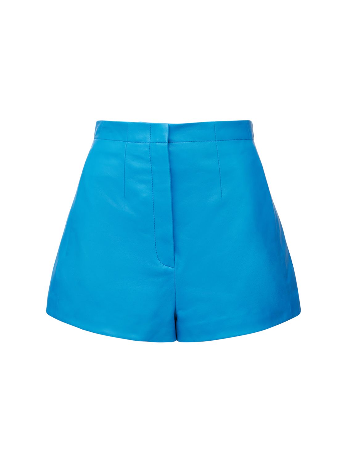Ferragamo High-waisted Polished-finish Shorts In Hellblau