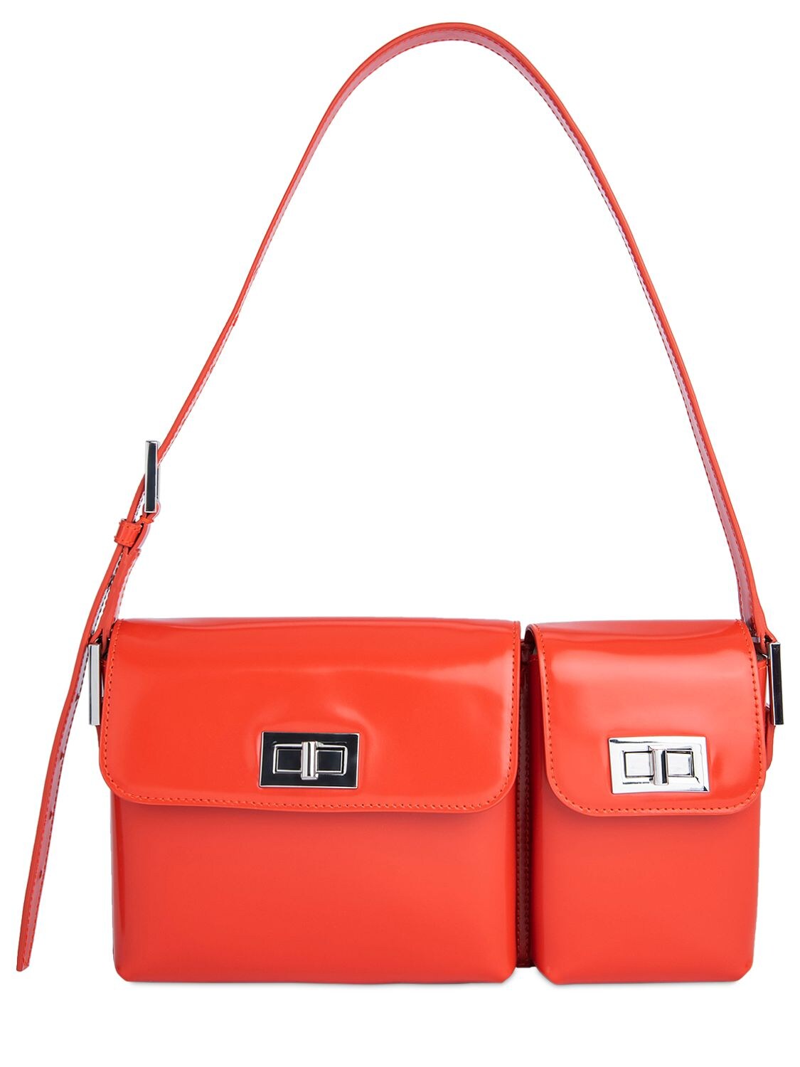 By Far Billy Semi Patent Leather Shoulder Bag In 猩红色