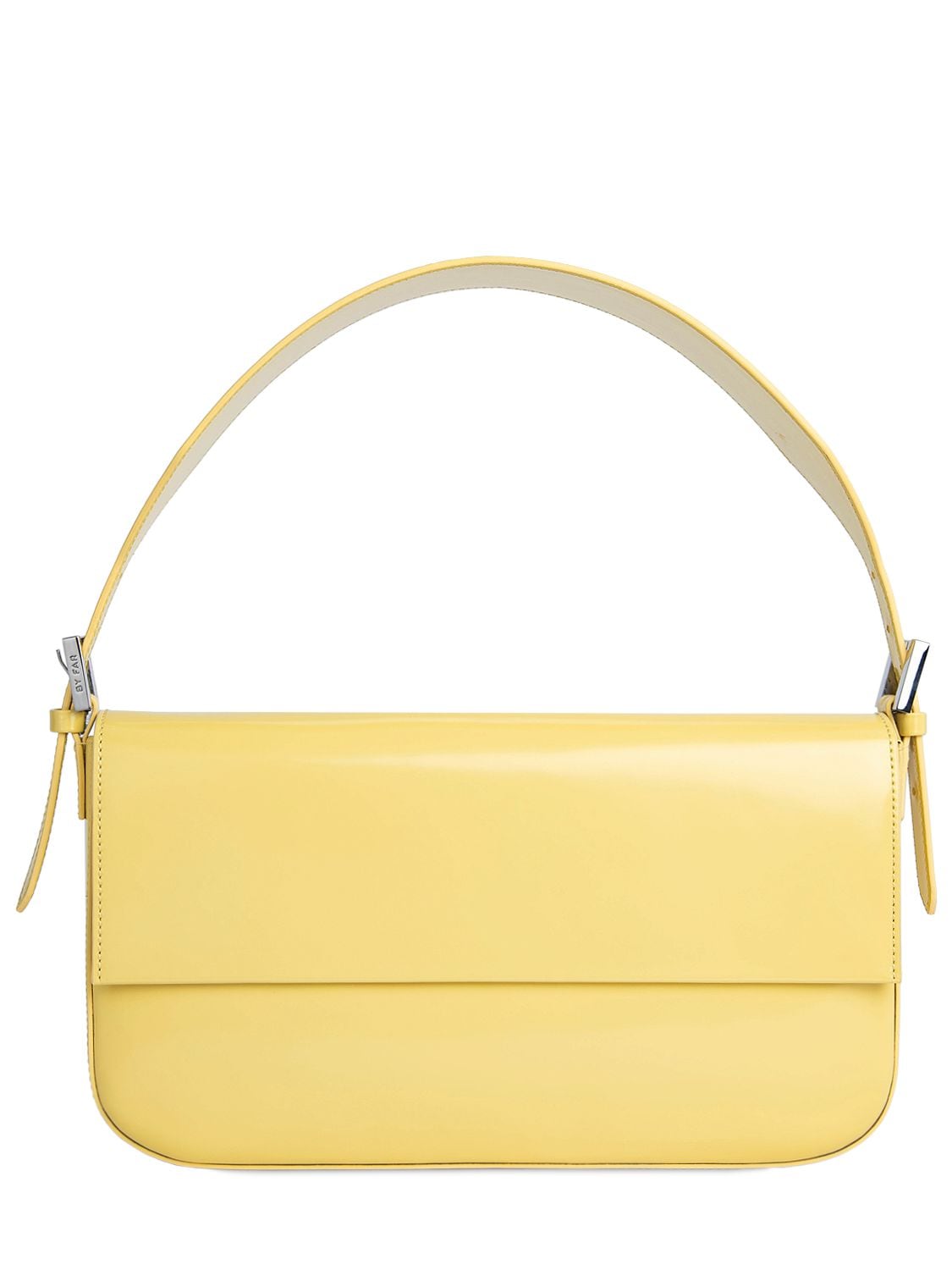 By Far Manu Semi Patent Leather Shoulder Bag In Cornsilk ModeSens