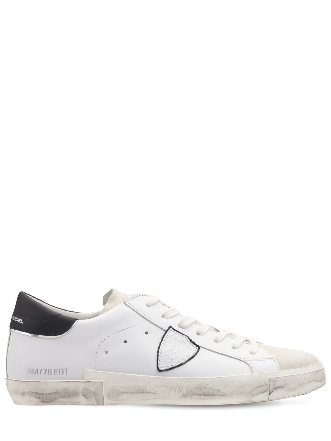 Philippe Model Prsx Veau Broderie Leather Sneakers In 화이트,블랙 | ModeSens