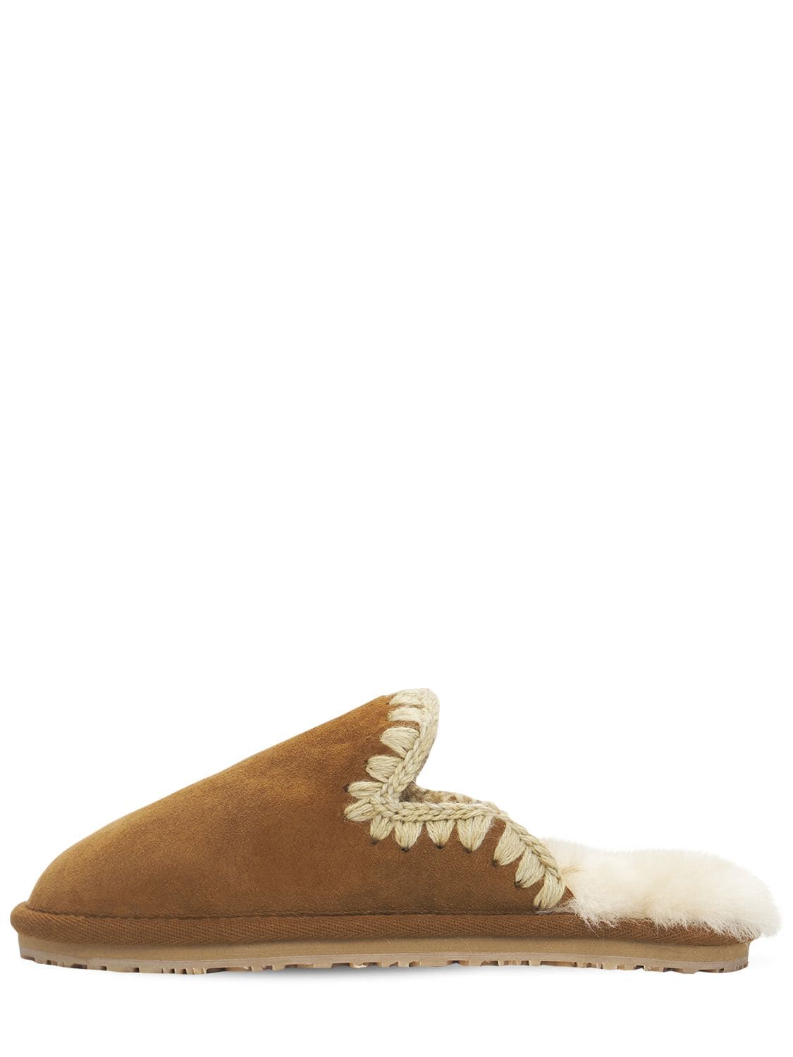 Mou 10mm Eskimo Suede Slippers In Tan