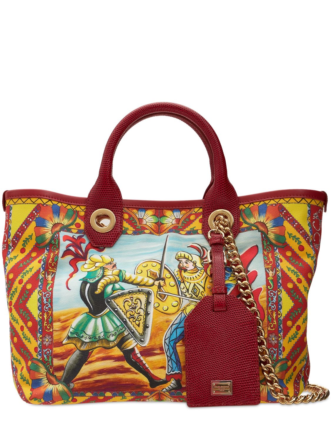 DOLCE & GABBANA Small Capri Printed Canvas & Leather Bag for Women