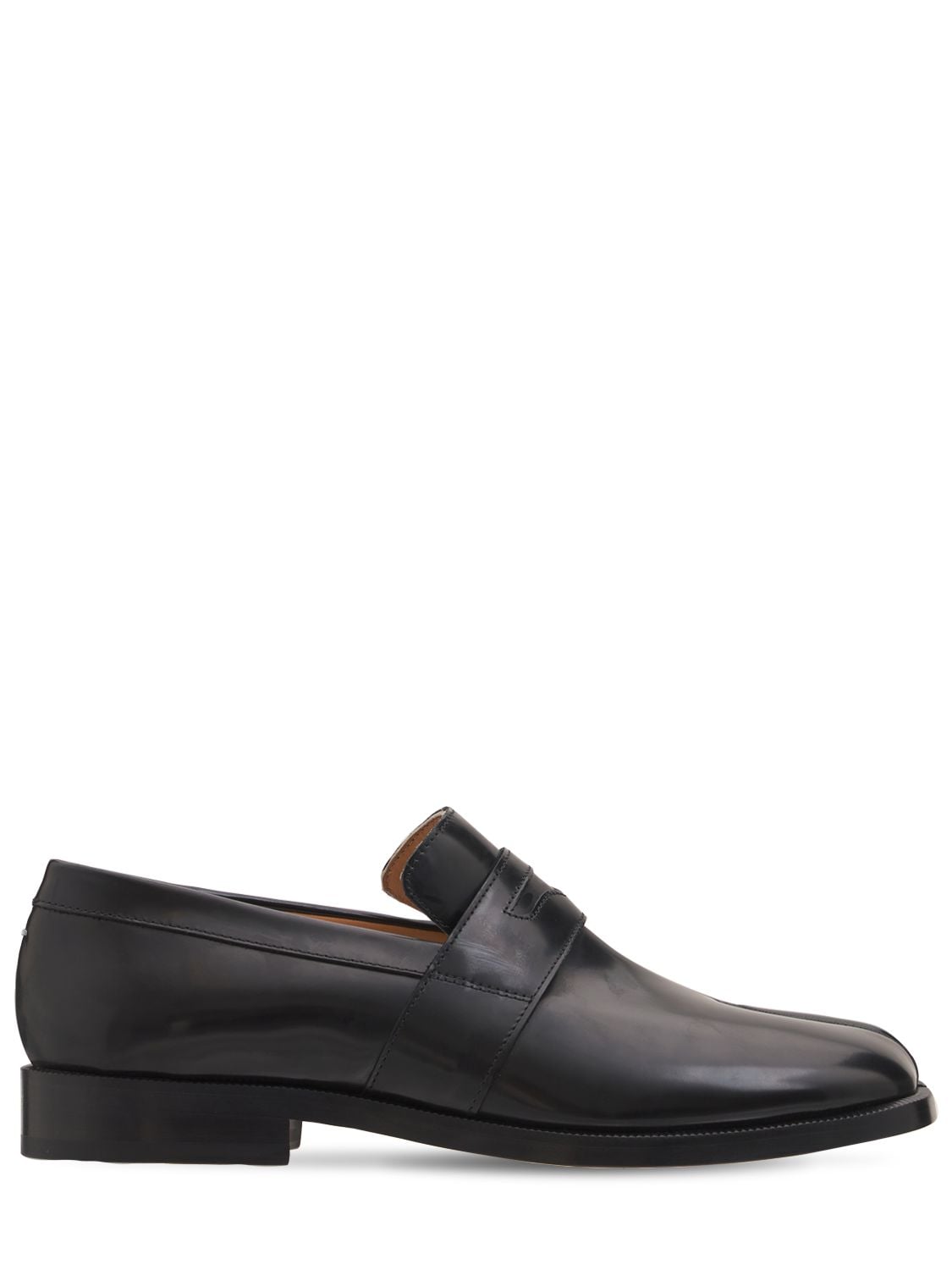 Maison Margiela 20mm Tabi Brushed Leather Loafers In 블랙