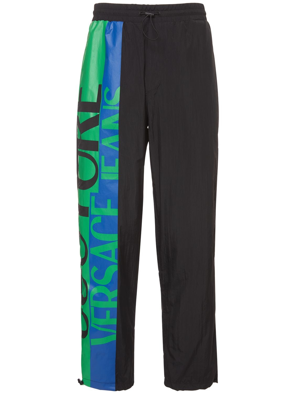 Versace Jeans Couture Nylon Logo Trousers In Schwarz