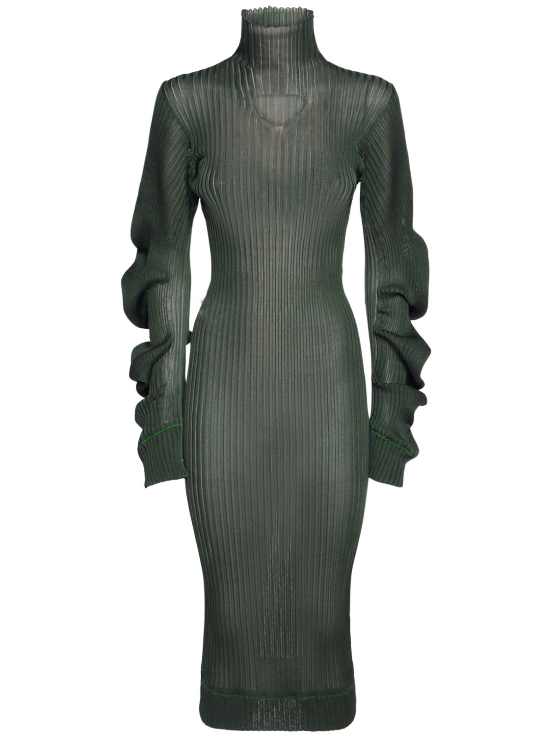 Bottega Silk rib midi dress Dark Green Luisaviaroma