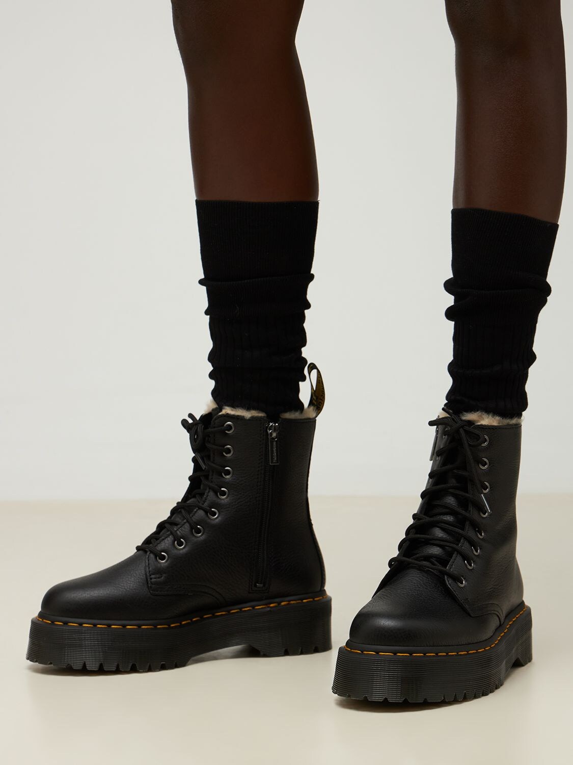 Shop Dr. Martens' 40mm Jadon Fur Lined Leather Boots In 블랙