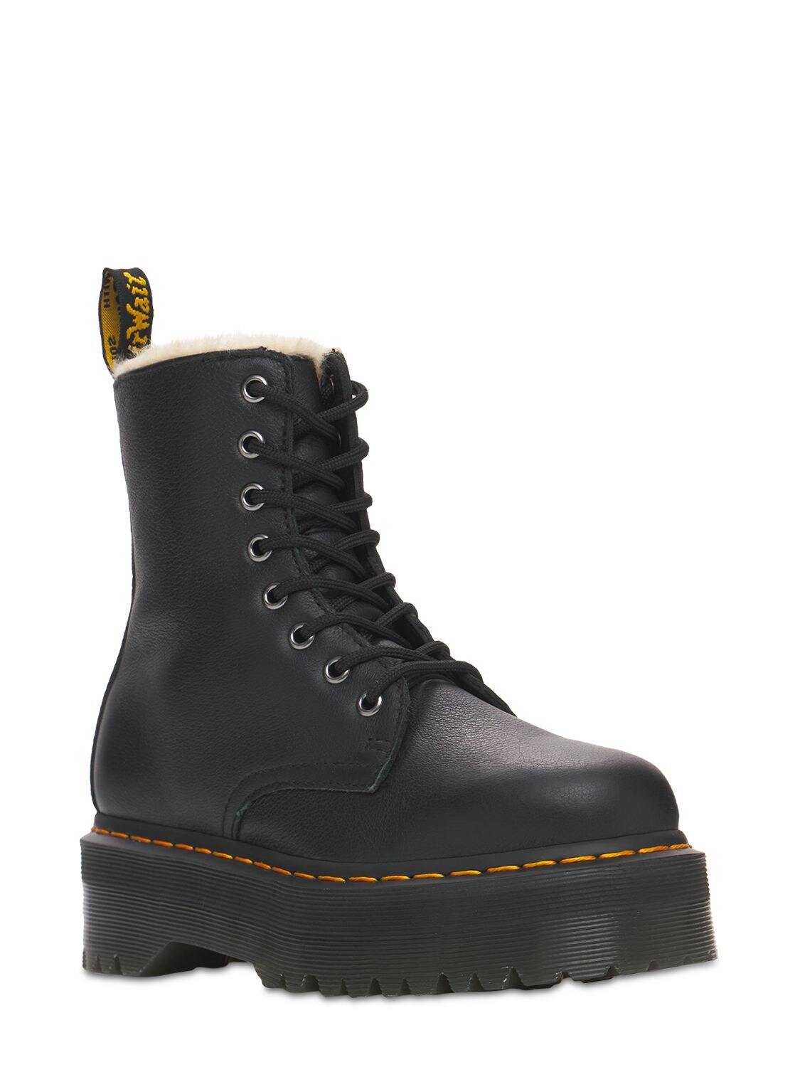 Shop Dr. Martens' 40mm Jadon Fur Lined Leather Boots In 블랙