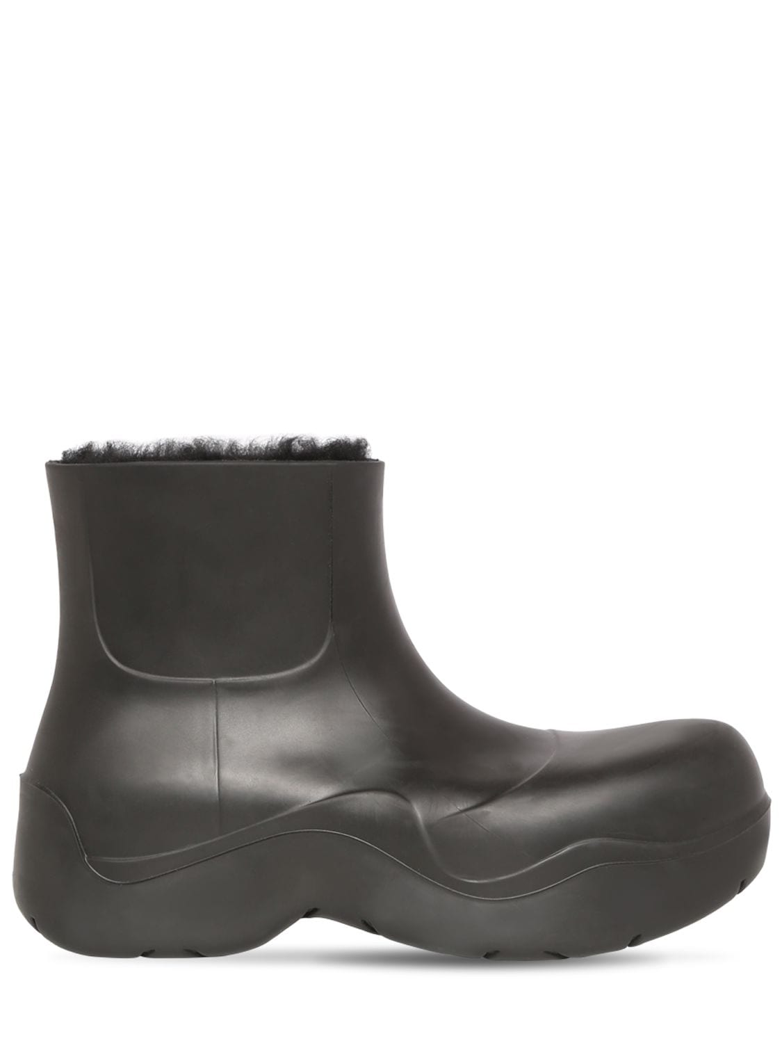 BOTTEGA VENETA PUDDLE RUBBER & SHEARLING ANKLE BOOT,74ID5P004-MTAWMA2