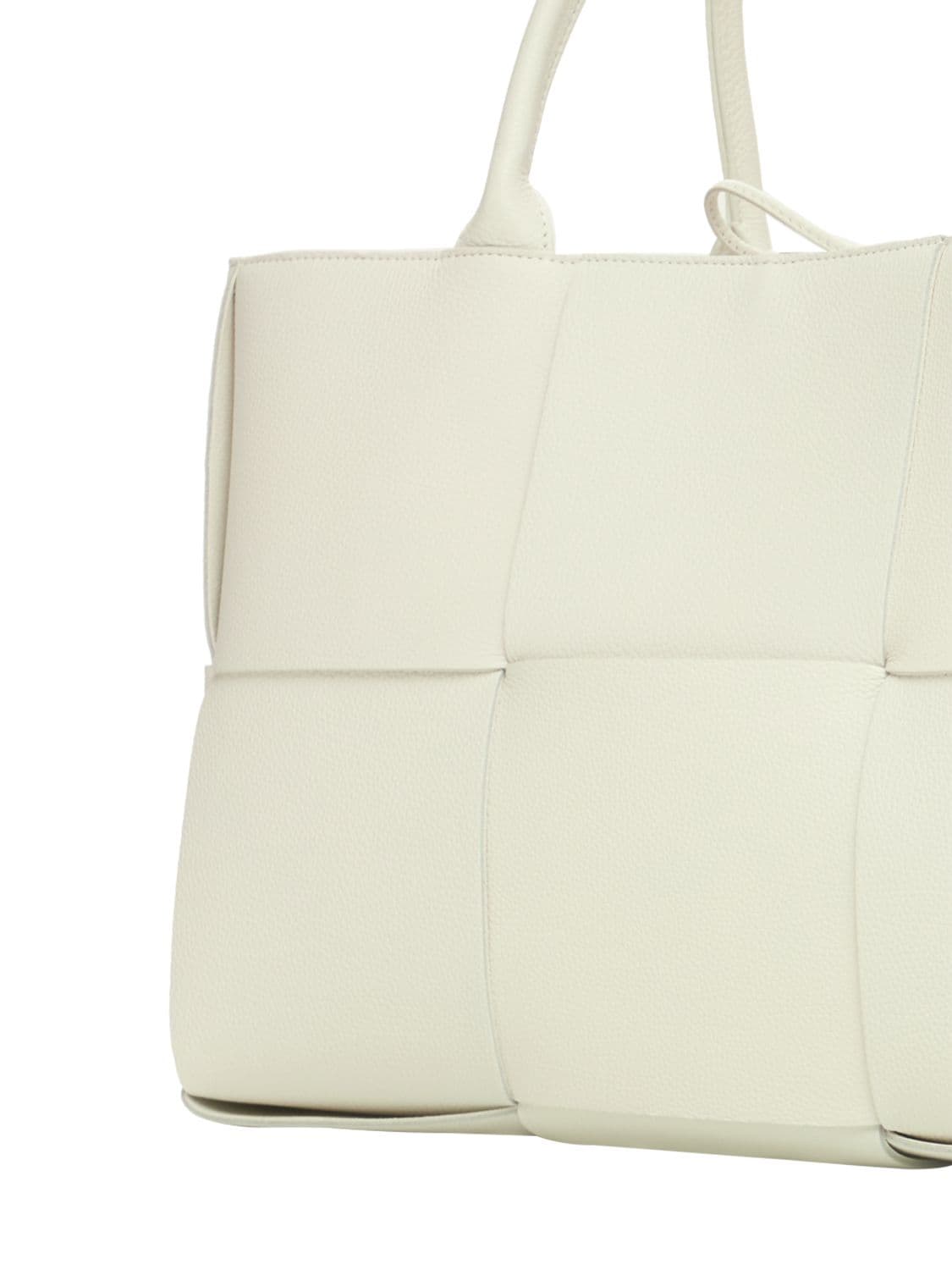 Shop Bottega Veneta Medium Arco Leather Tote Bag In White-gold