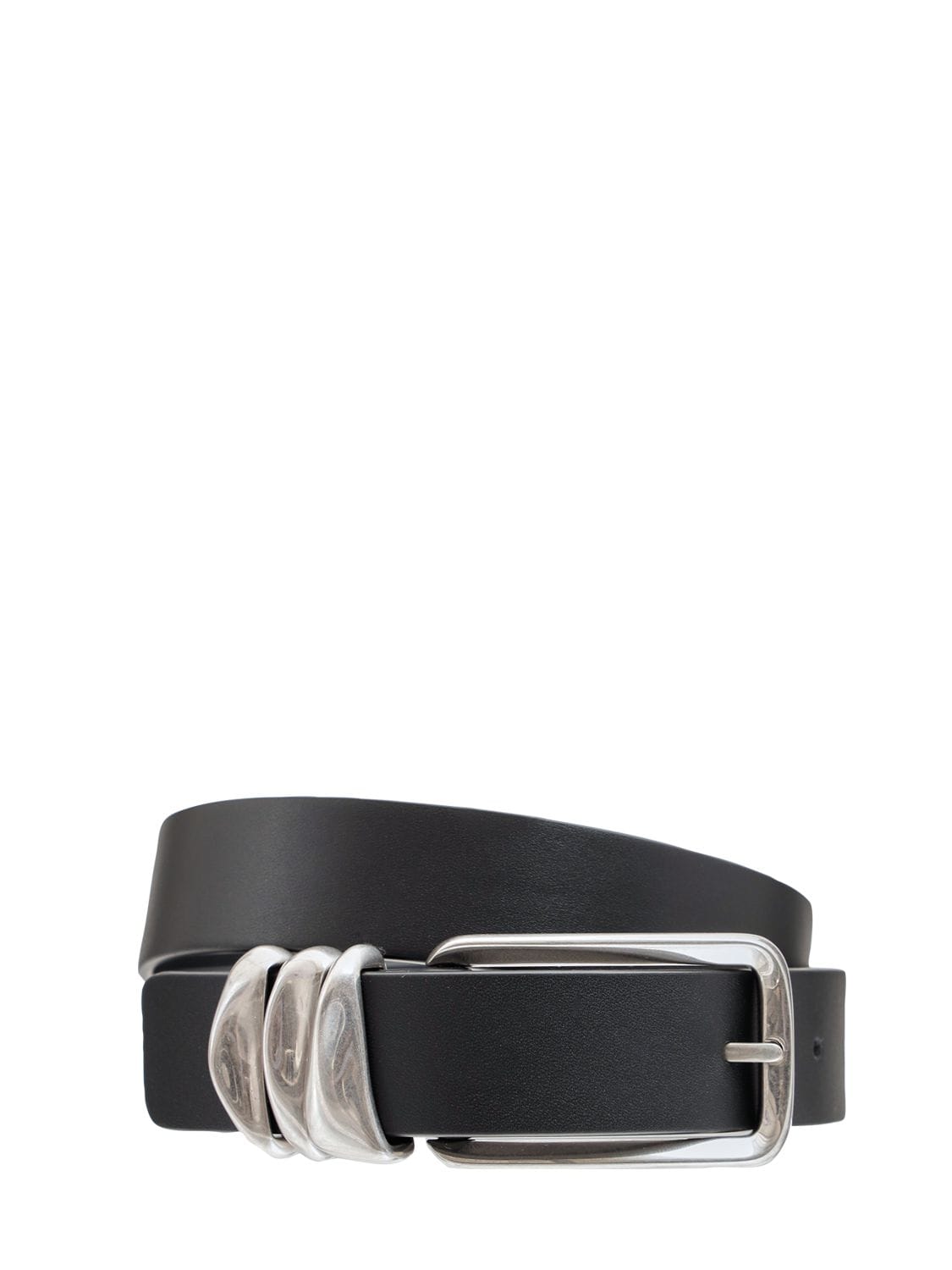 Bottega Veneta 2.5cm Leather Belt In Black-silver