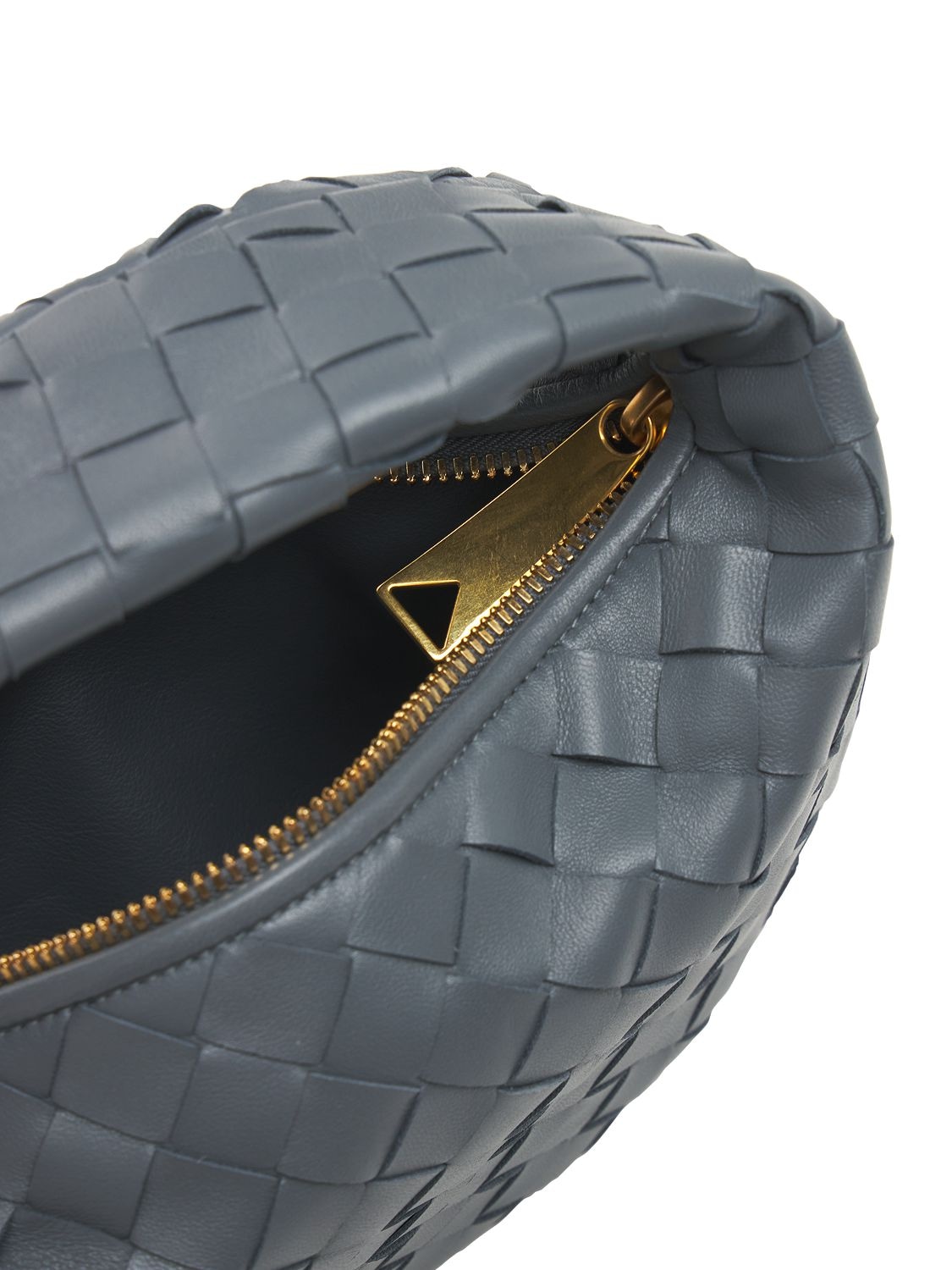 Shop Bottega Veneta Mini Jodie Leather Top Handle Bag In Thunder-gold