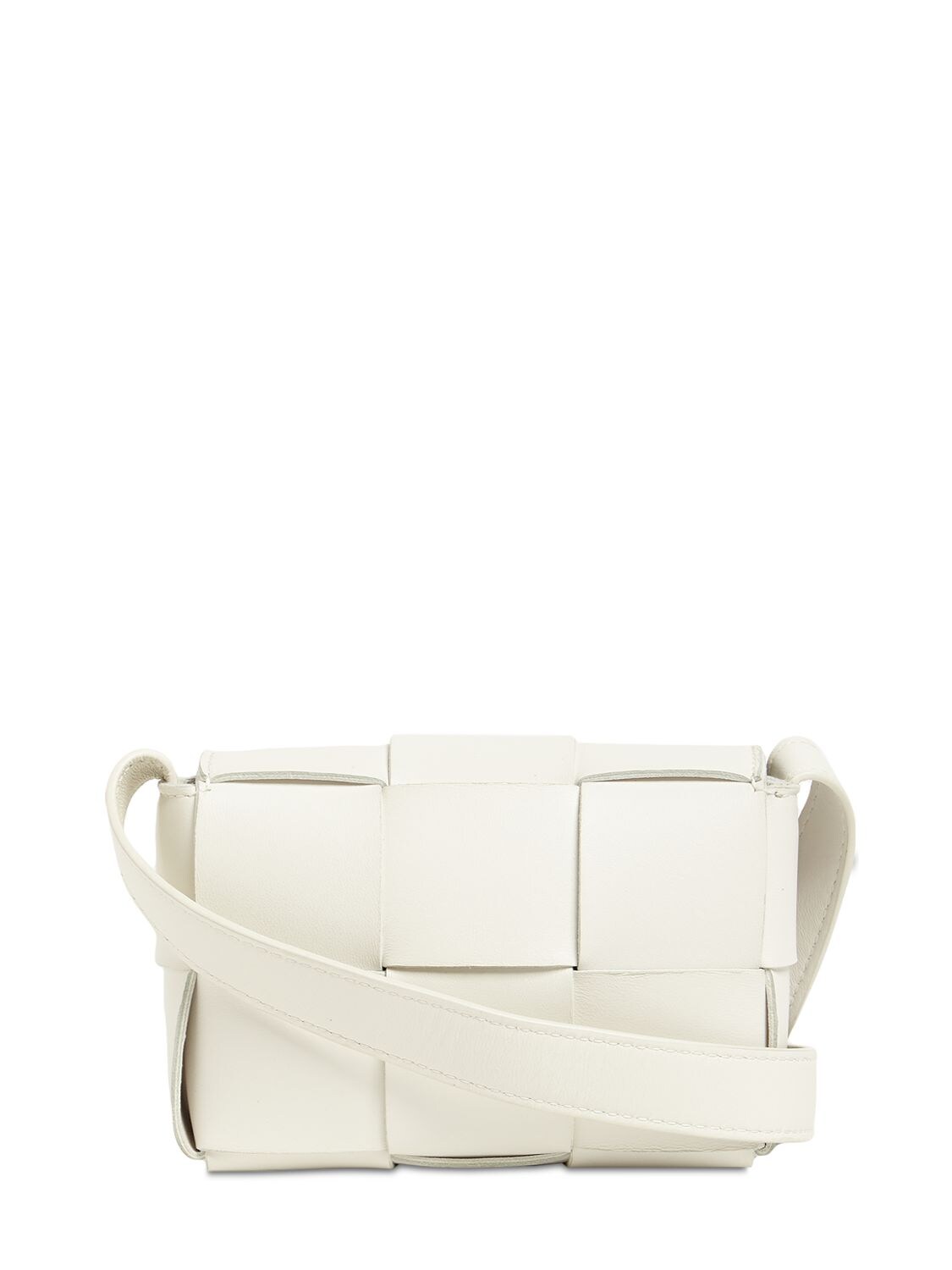 Bottega Veneta Candy Cassette Leather Shoulder Bag In White Gold Modesens 4679