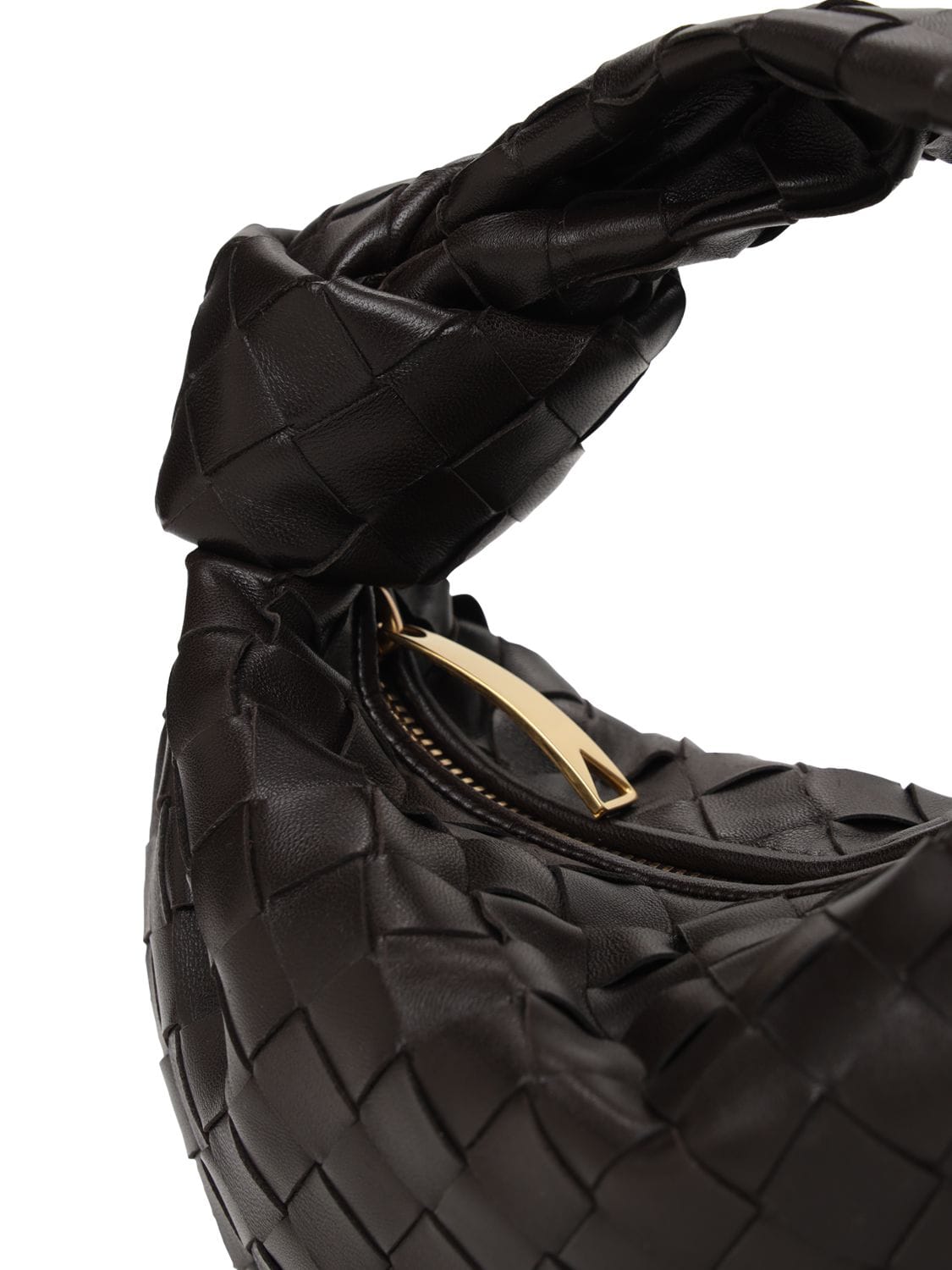 Shop Bottega Veneta Mini Jodie Leather Top Handle Bag In Fondant-gold