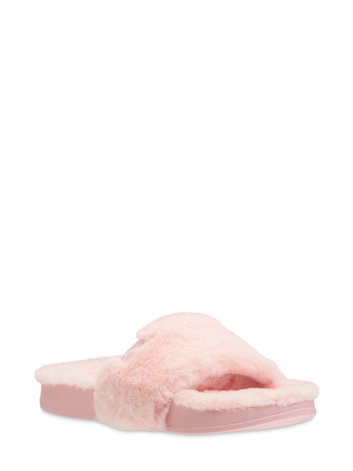 puma slides fur pink