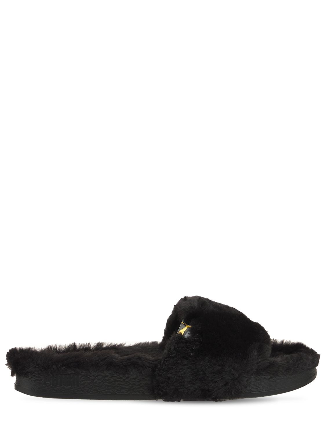 puma sandals fur black