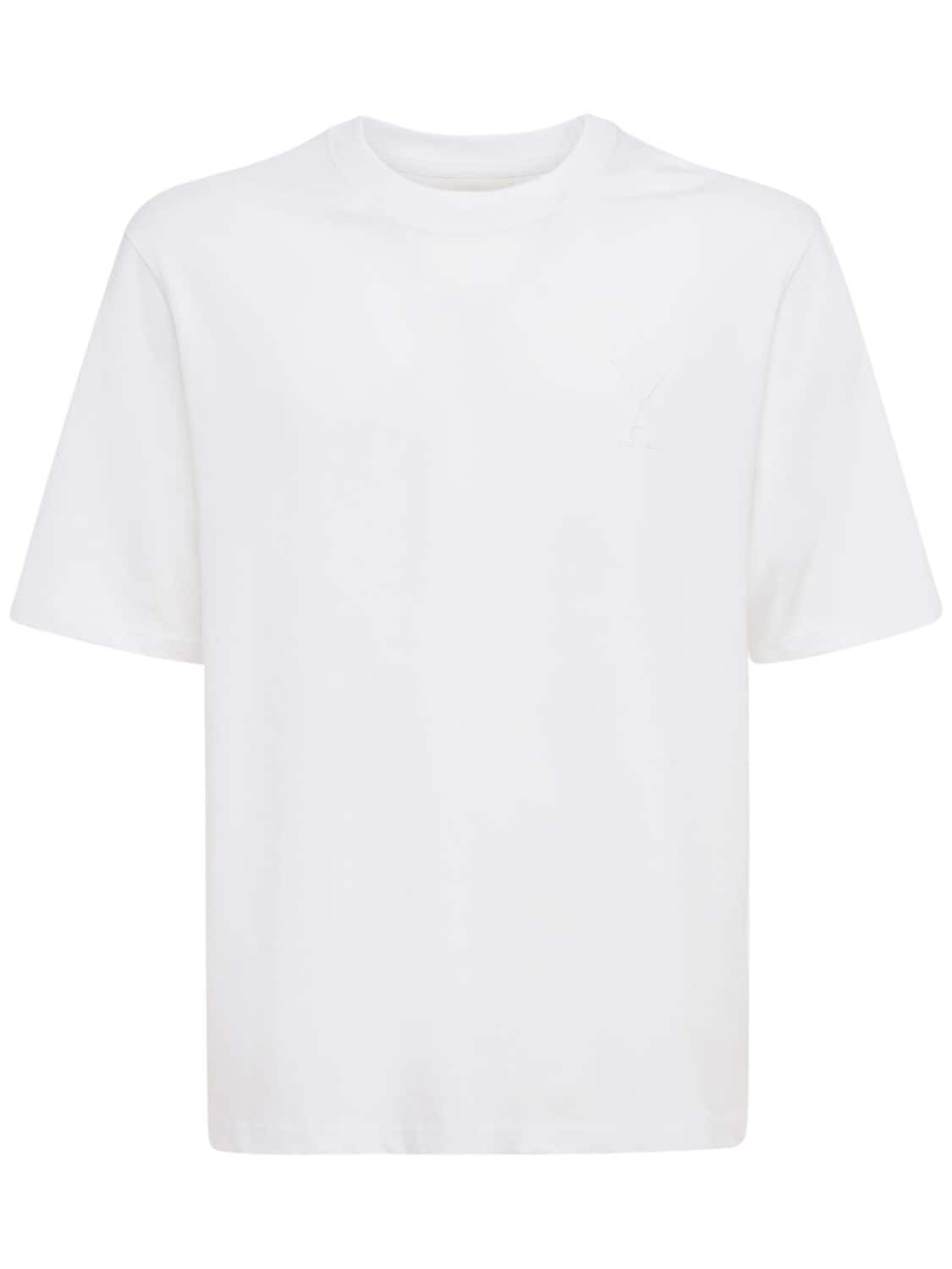 Ami Alexandre Mattiussi Logo Boxy Cotton Jersey T-shirt In White