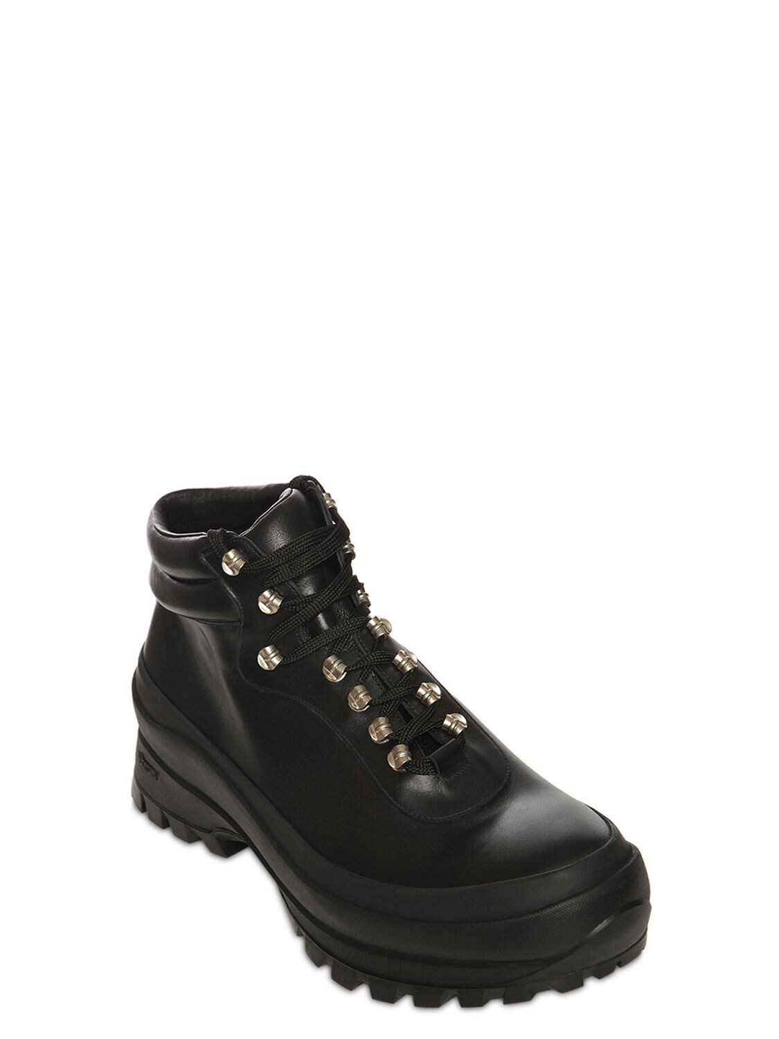 Jil Sander Vibram-sole Leather Hiking Boots In Black | ModeSens