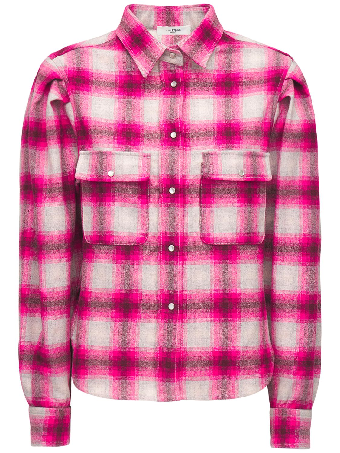Isabel Marant Étoile Reosi Check Wool Blend Shirt In Pink,multi