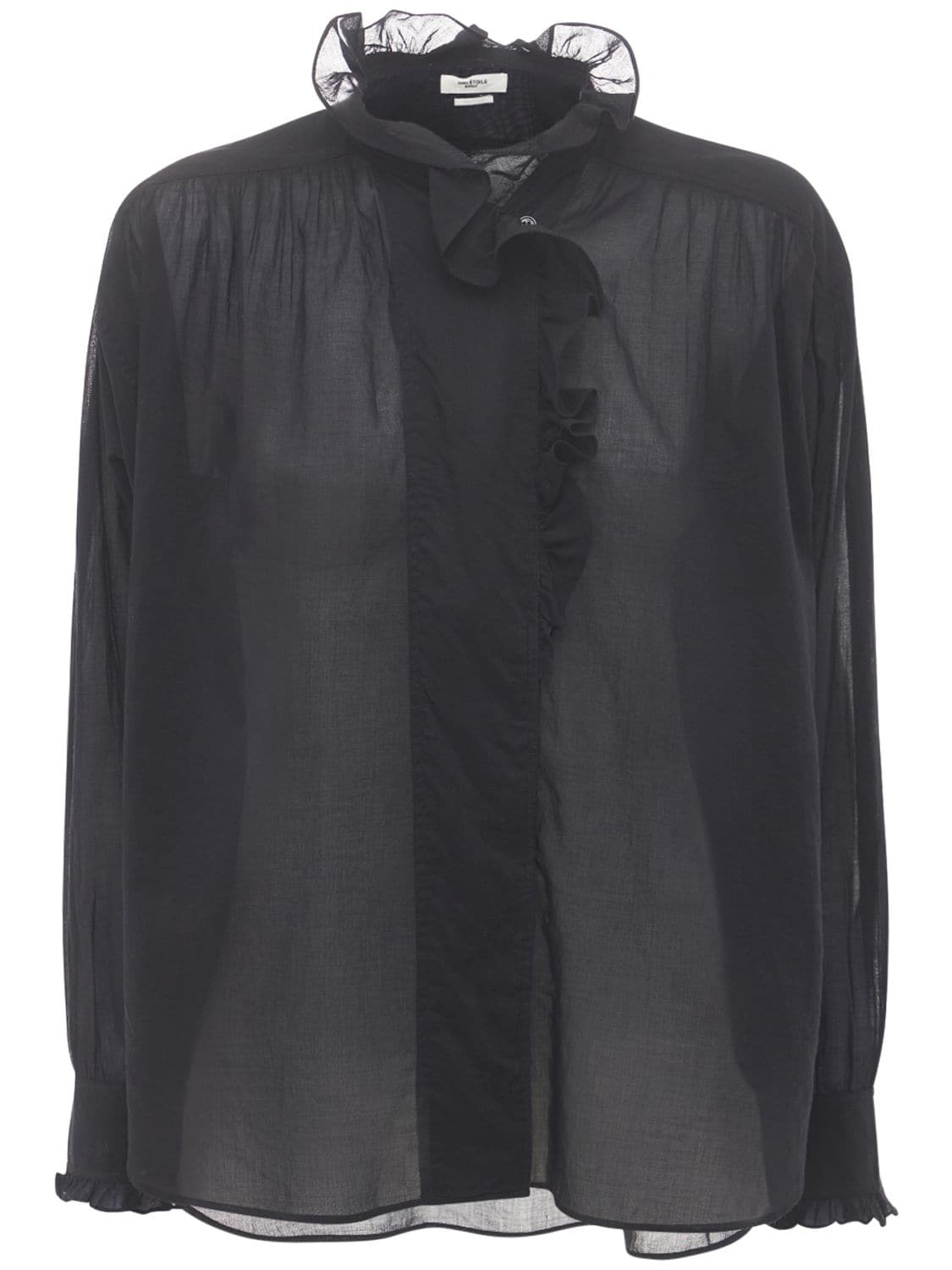 Isabel Marant Étoile Pamias Cotton Ruffled Shirt In Black